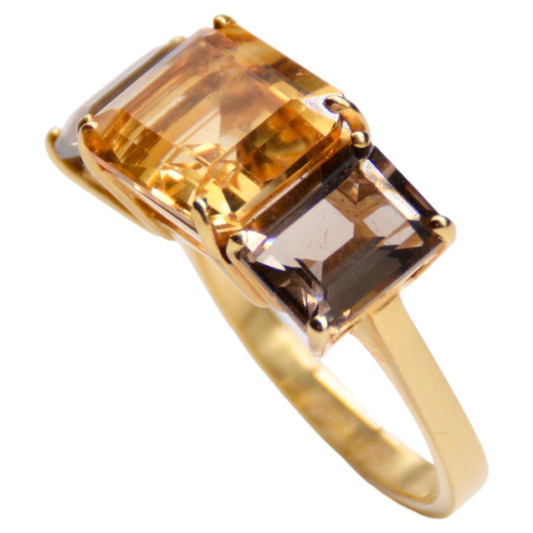 French Ring Yellow Gold Citrine Smoky Quartz

This stunning French Ring is a must-have for anyone looking to add a touch of elegance to their jewelry collection. Crafted from high-quality yellow gold, this ring features a magnificent emerald size
