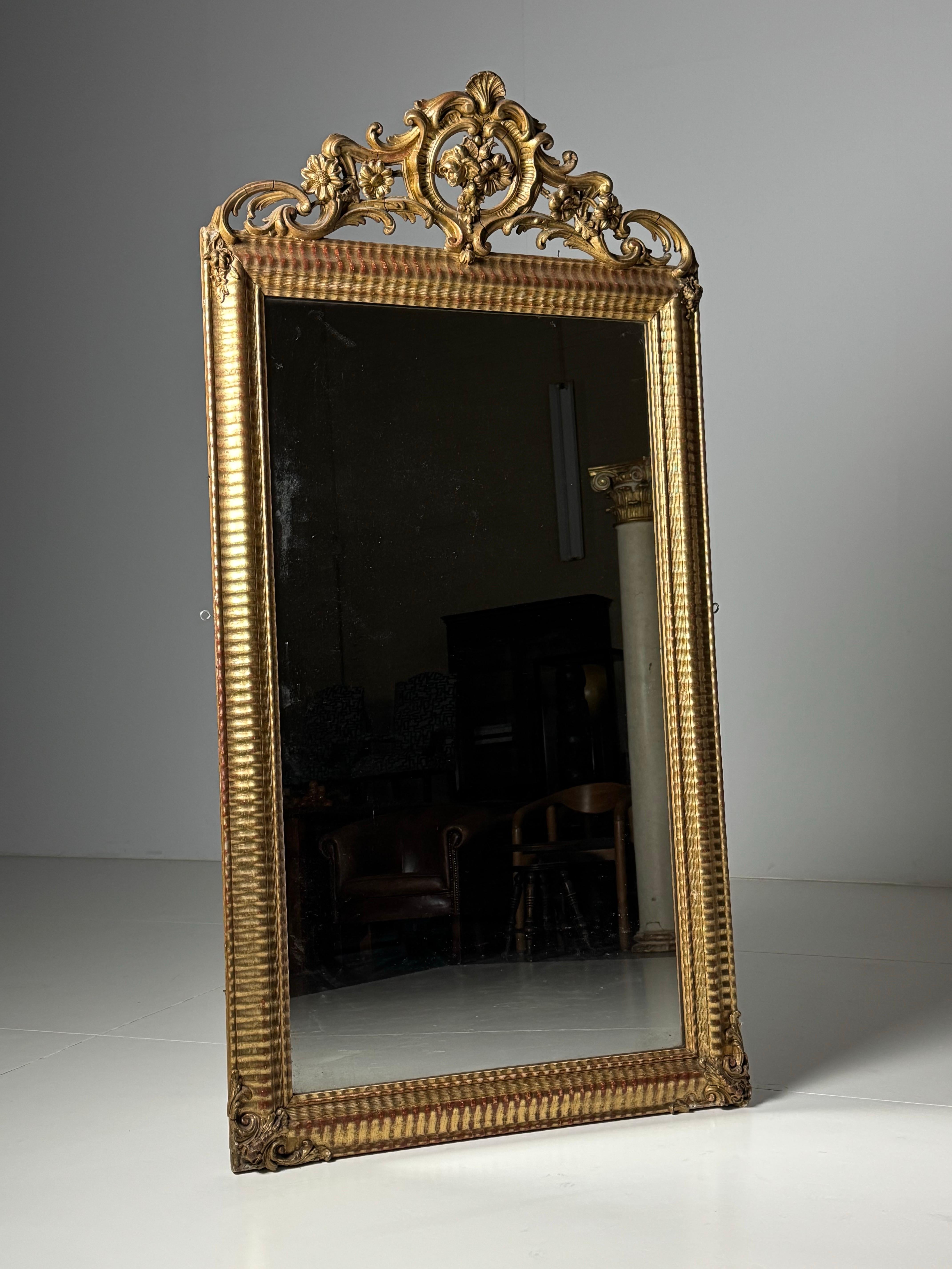 French Ripple Frame Mirror 19th century For Sale 9