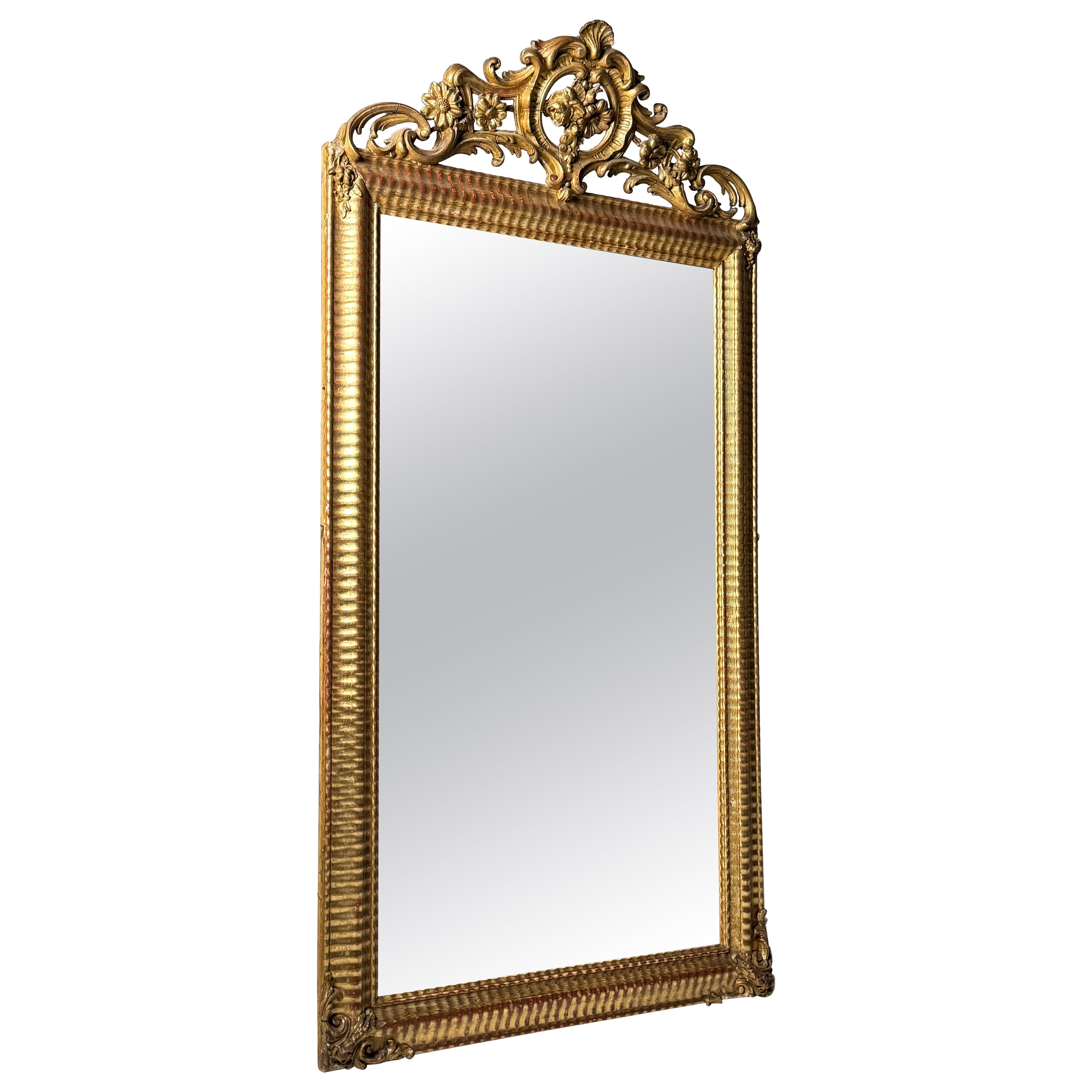 French Ripple Frame Mirror 19th century For Sale
