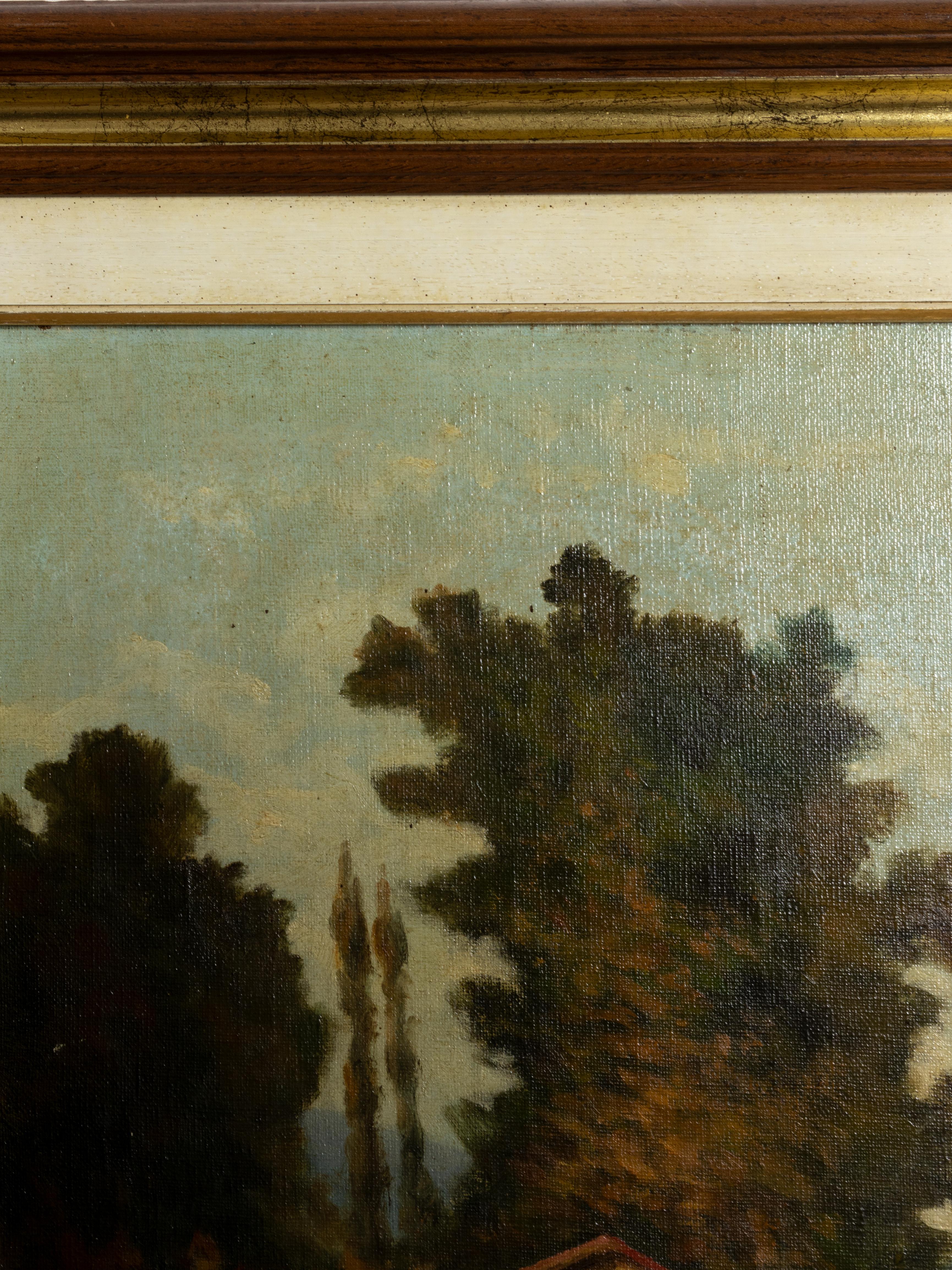 Paesaggio fluviale francese dipinto a olio da Pezant, 1900 In condizioni buone in vendita a Lisbon, PT