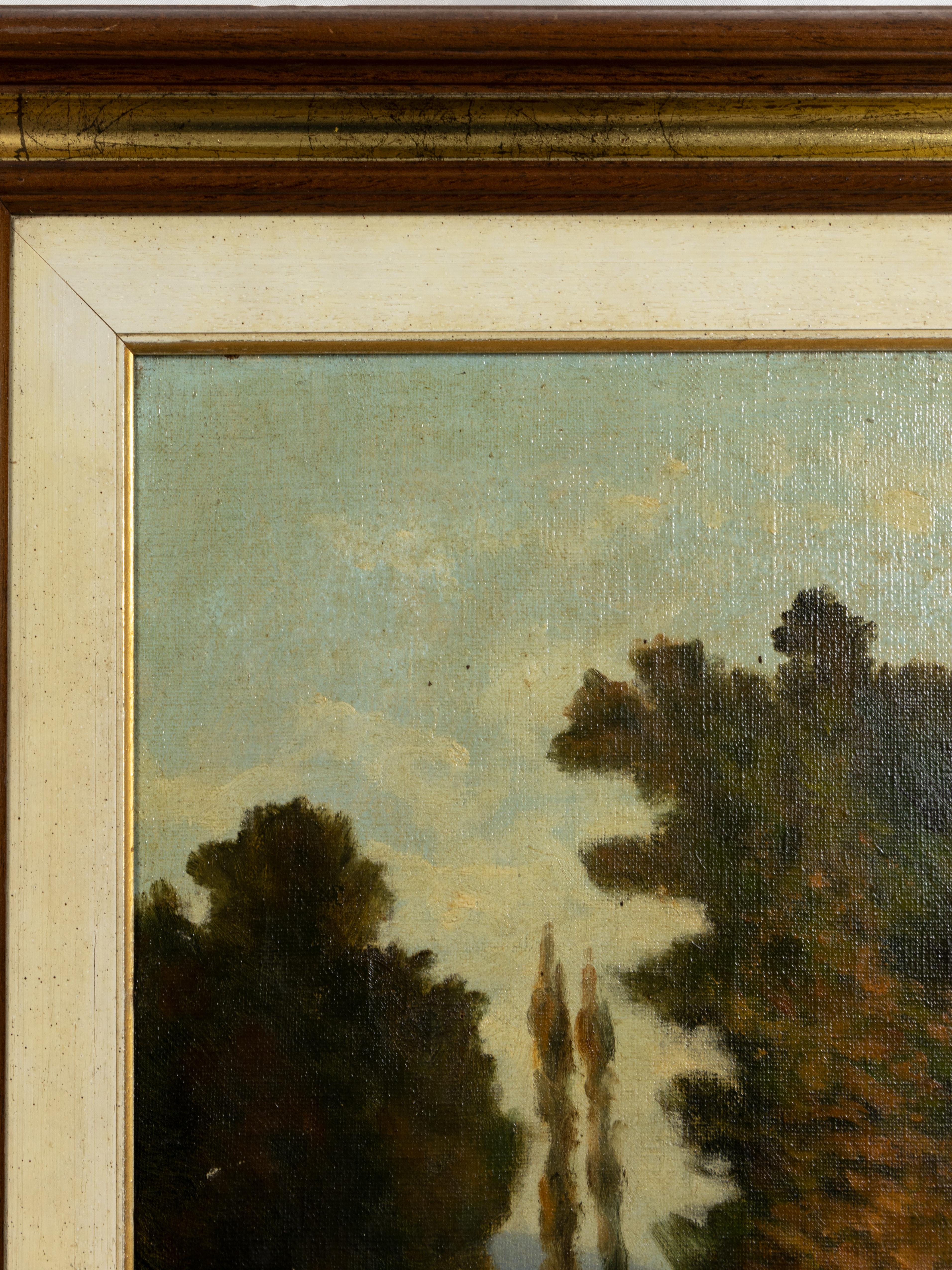 XX secolo Paesaggio fluviale francese dipinto a olio da Pezant, 1900 in vendita