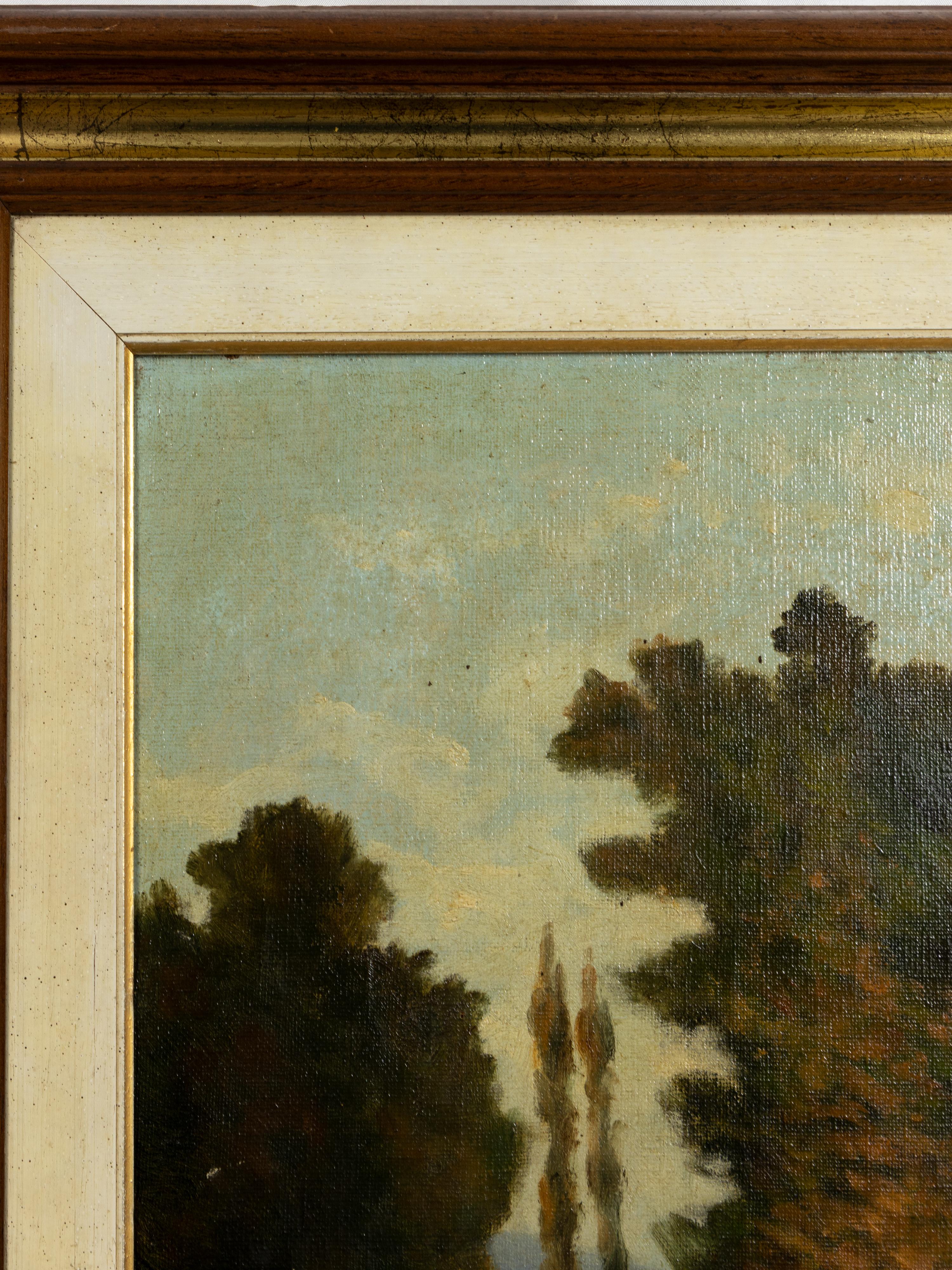 Französische Flussslandschaft, Ölgemälde von Pezant, 1900er Jahre (Leinwand) im Angebot