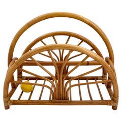 French Riviera Bamboo and Rattan Magazine Rack, 1960s Italy
