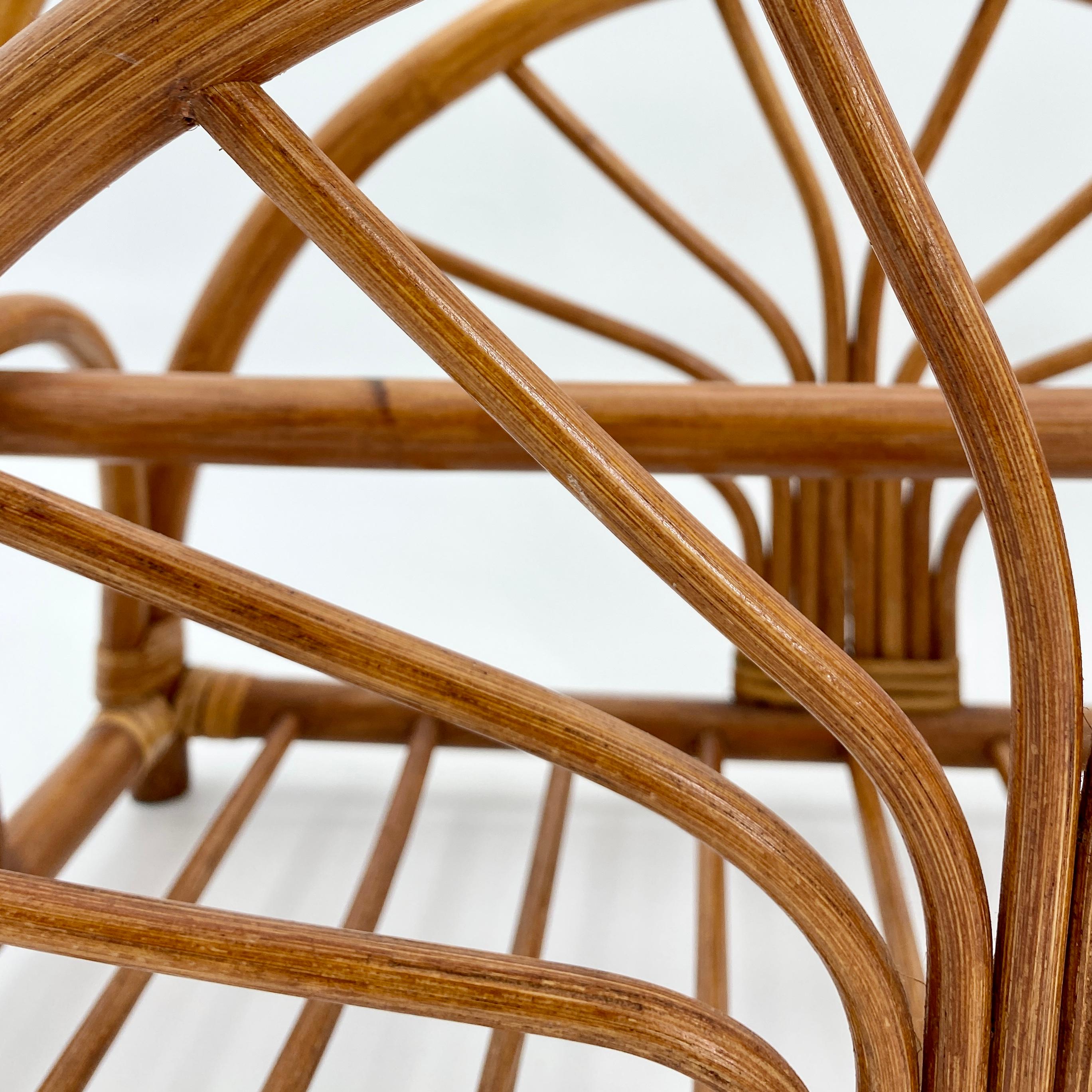 French Riviera Bamboo and Rattan Magazine Rack, 1960s Italy For Sale 1