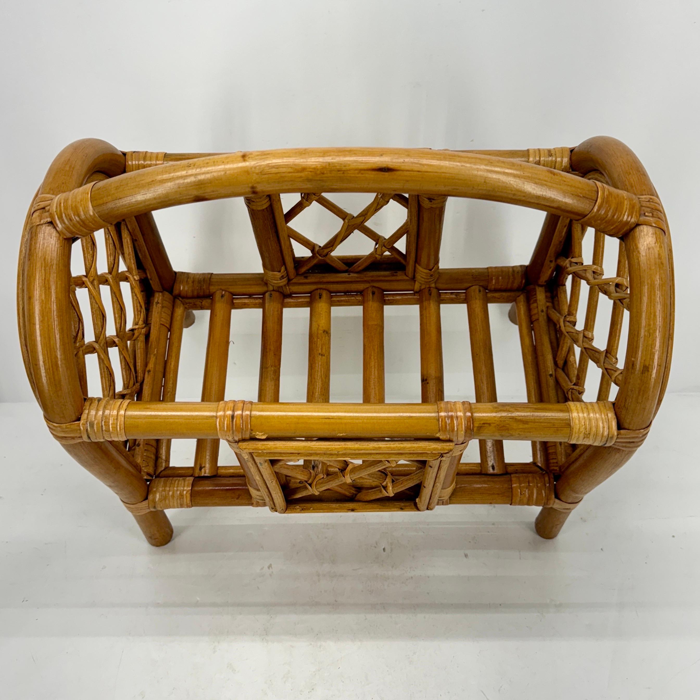 French Riviera Bamboo and Rattan Magazine Rack, Mid-Century Modern For Sale 1