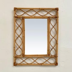 French Riviera Bamboo And Rattan Mirror, circa 1970, France