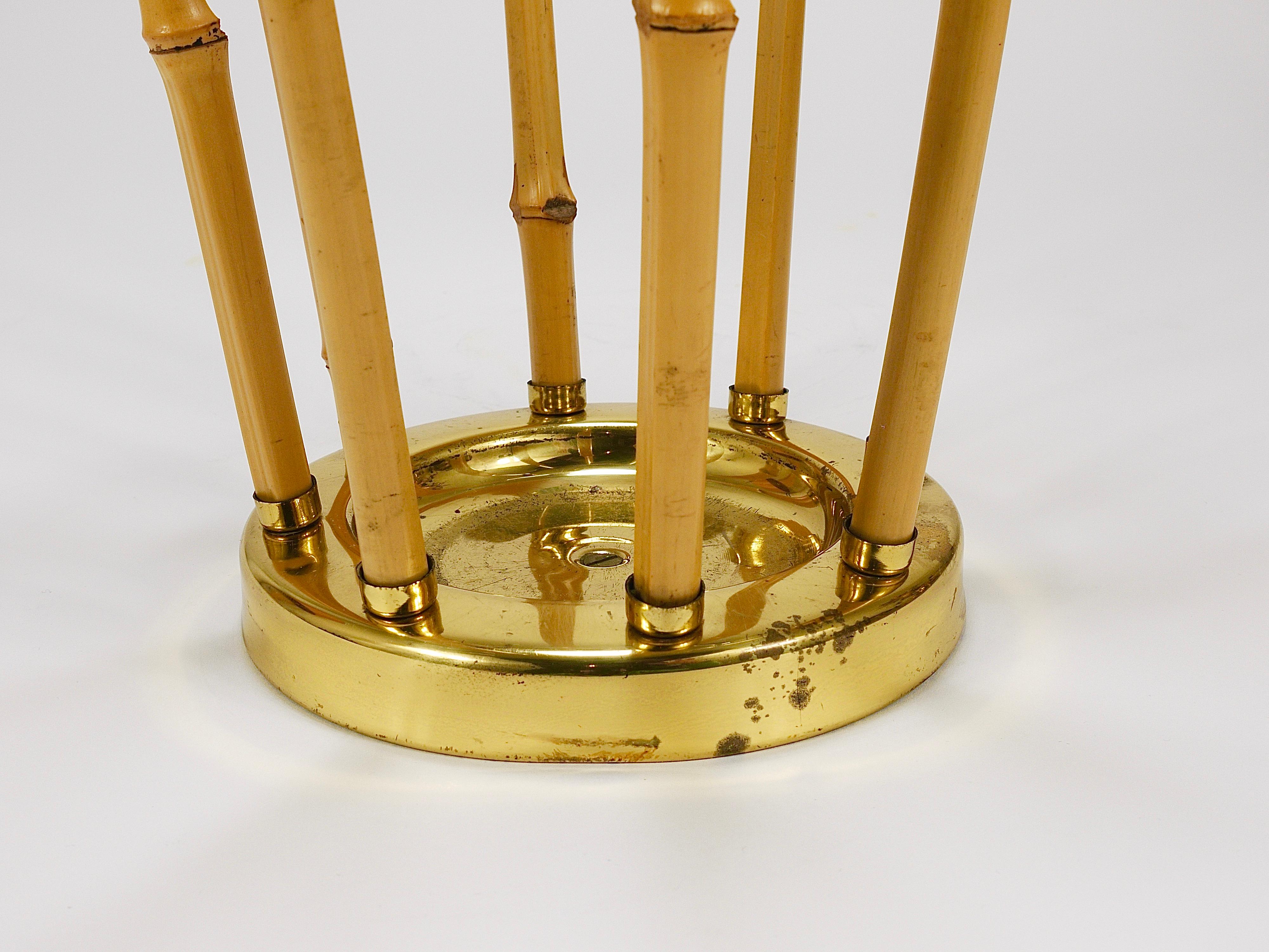 French Riviera Bamboo & Brass Midcentury Umbrella Stand, Austria, 1950s For Sale 6