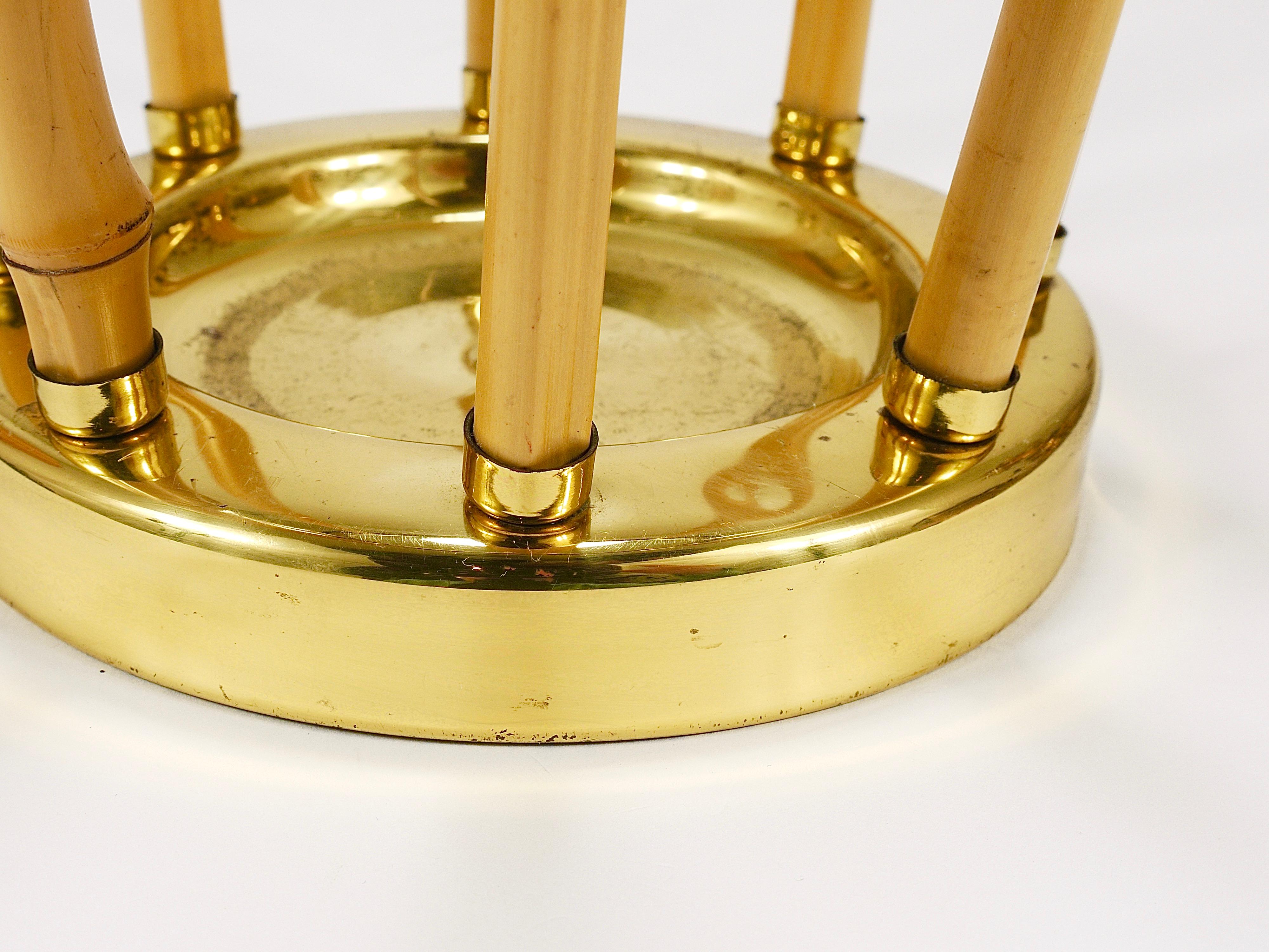 French Riviera Bamboo & Brass Midcentury Umbrella Stand, Austria, 1950s For Sale 7