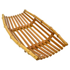 French Riviera Bamboo Lattice Fruit Basket Bowl Mid Century Modern Tiki Boho