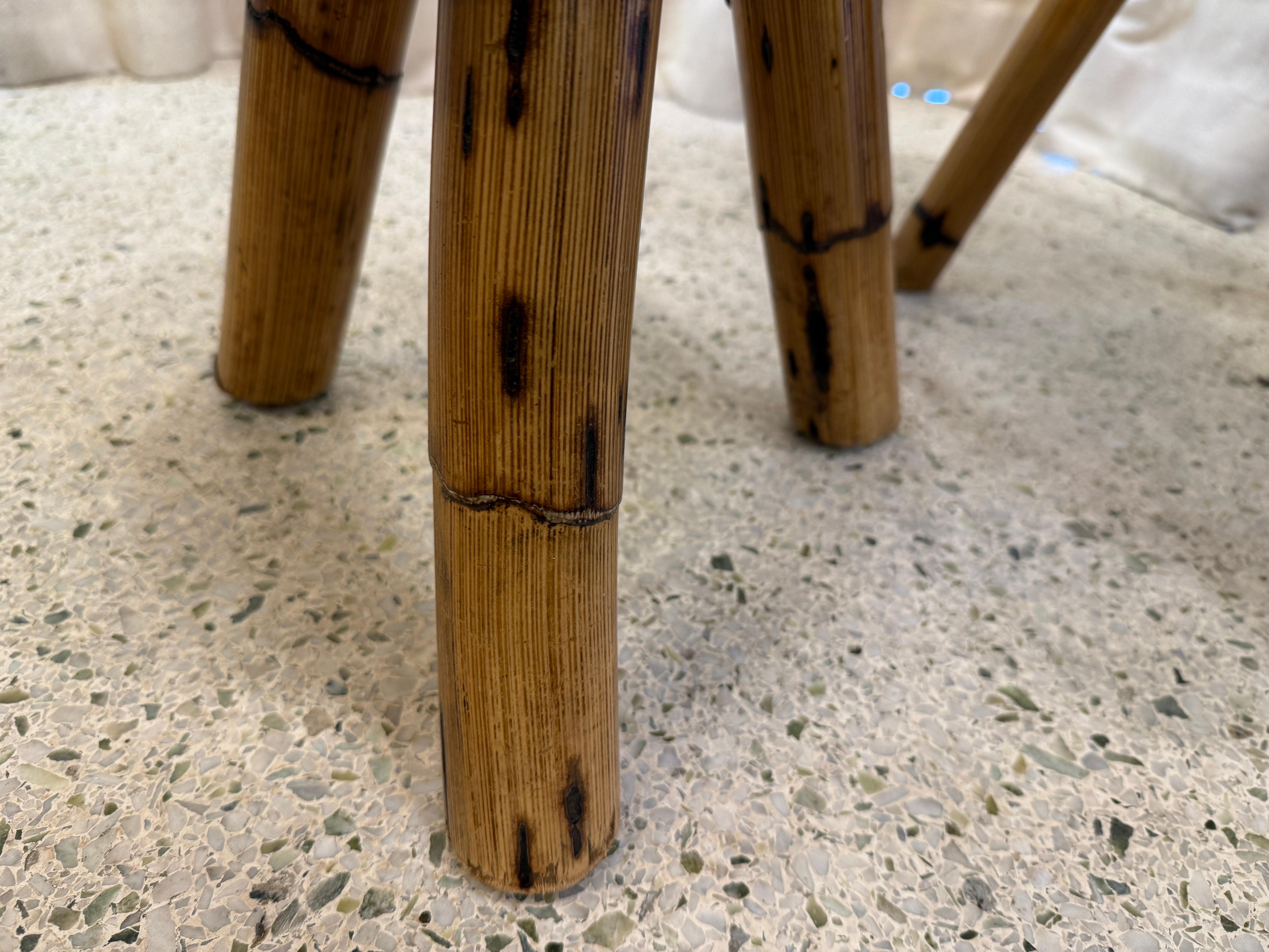 Tables d'appoint en bambou French Riviera avec dessus en tissu Gucci (ensemble de 2) Bon état - En vente à North Miami, FL