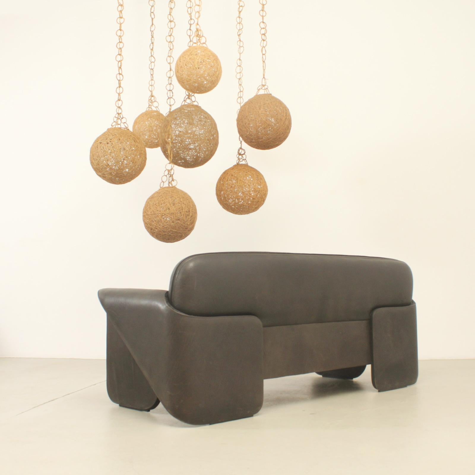 Set di lampade da soffitto della Costa Azzurra in rattan e corda, anni '60 in vendita 7