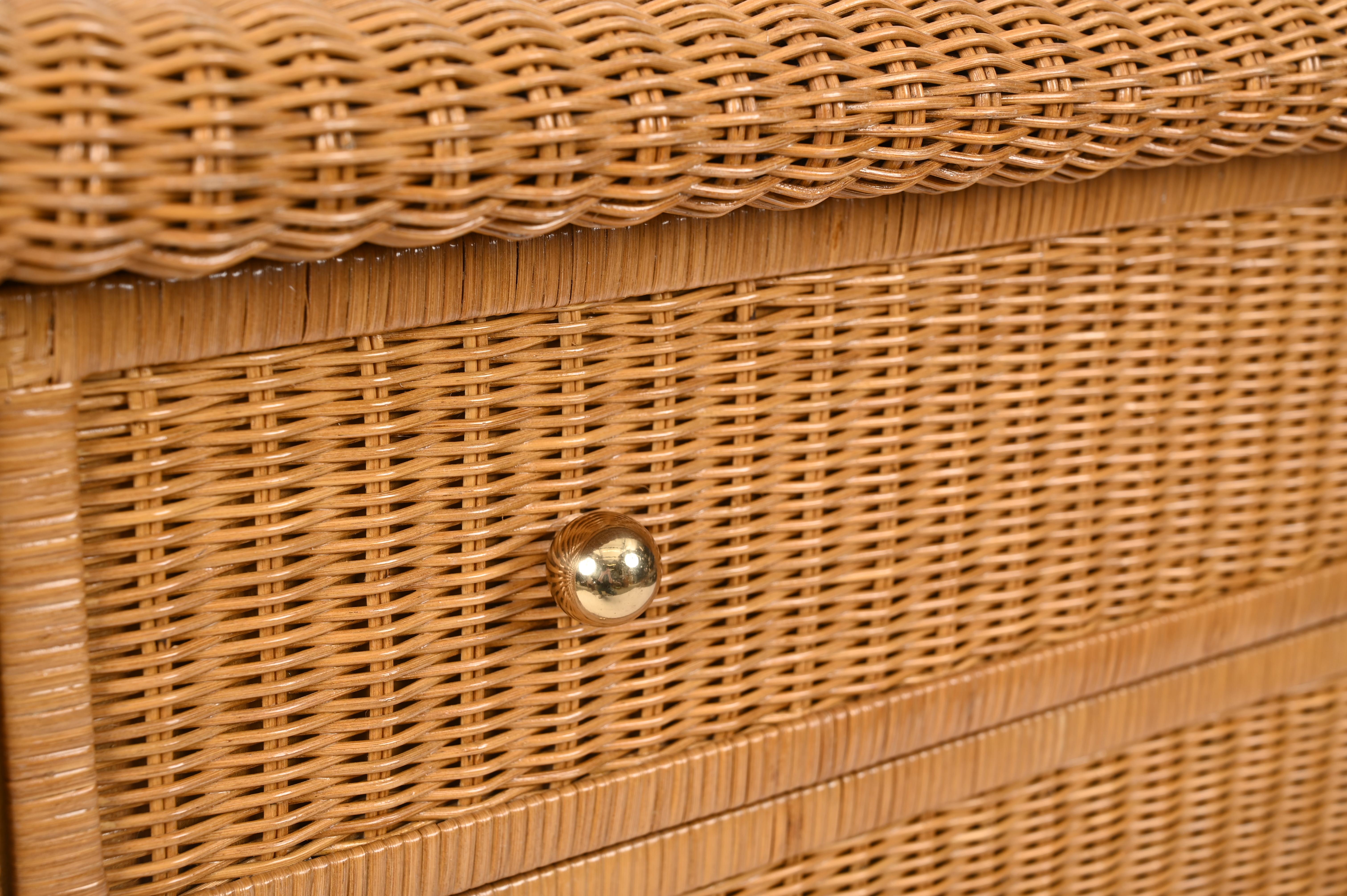 French Riviera Chest of Drawers in Woven Rattan by Vivai del Sud, Italy, 1970s For Sale 2