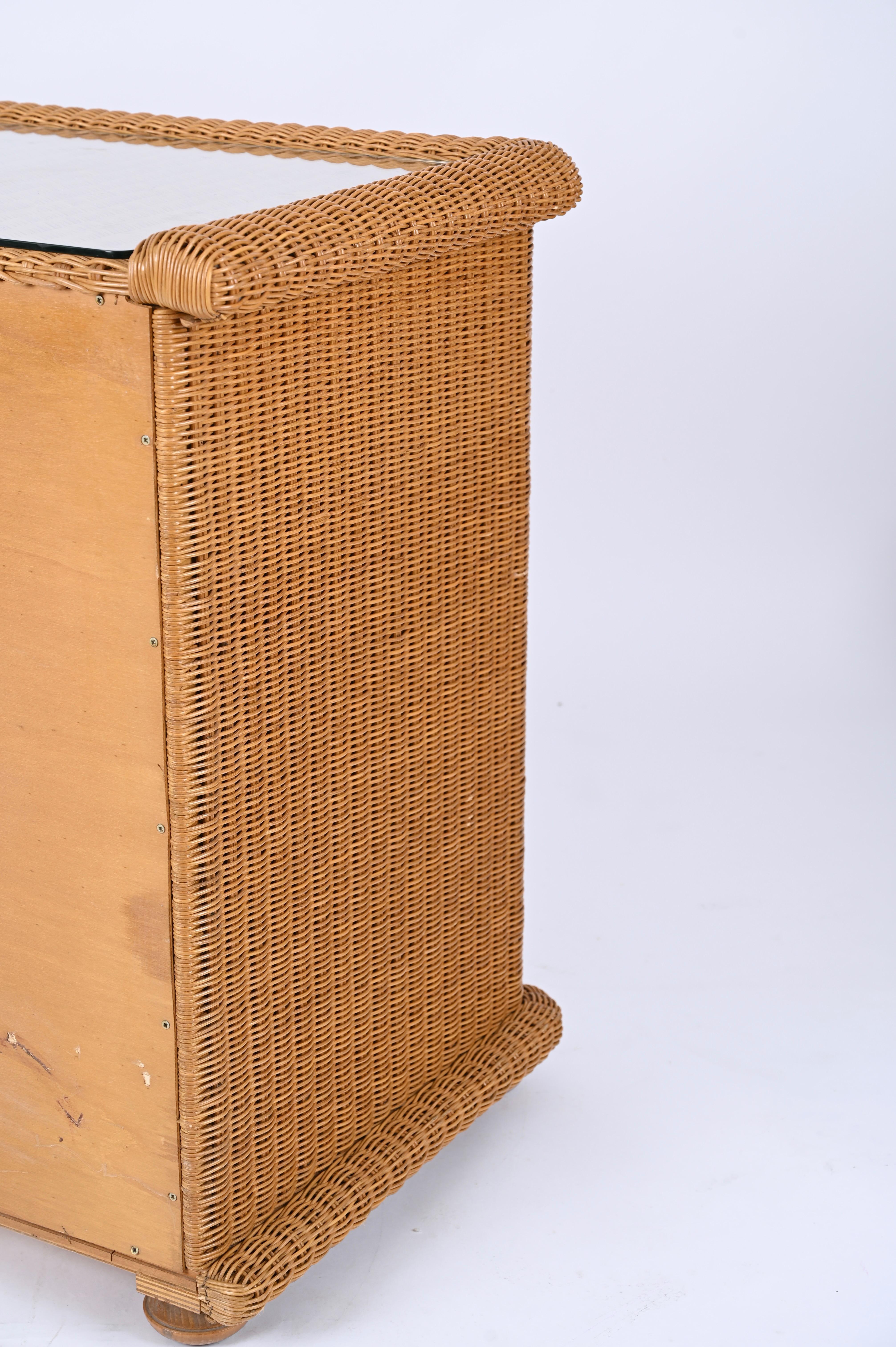 French Riviera Chest of Drawers in Woven Rattan by Vivai del Sud, Italy, 1970s For Sale 10