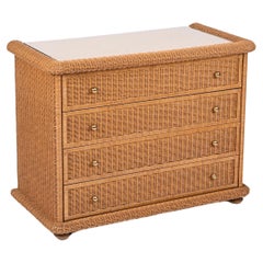Vintage French Riviera Chest of Drawers in Woven Rattan by Vivai del Sud, Italy, 1970s