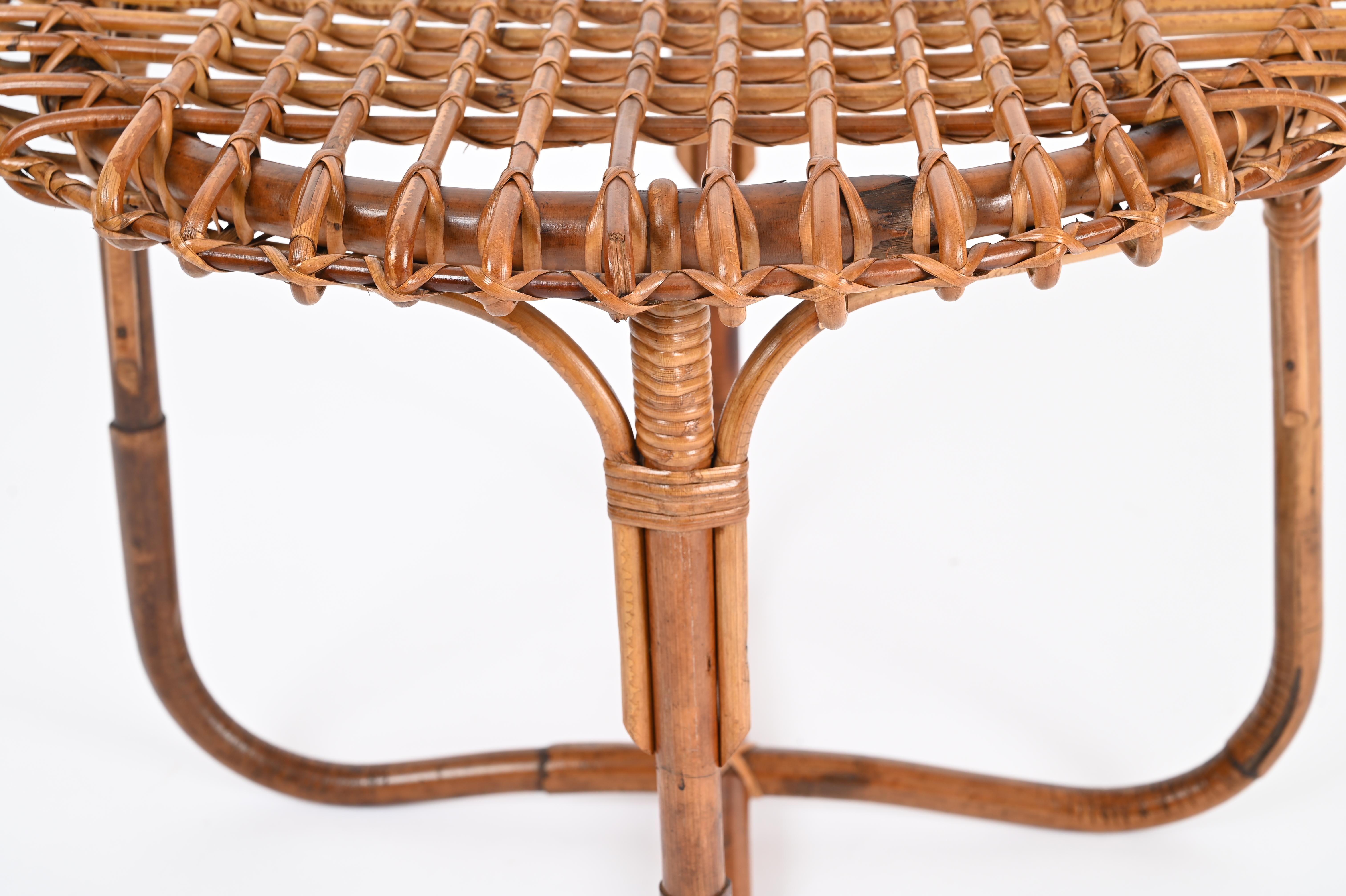 French Riviera Coffee Table by Tito Agnoli in Rattan and Bamboo, Italy 1960s 4