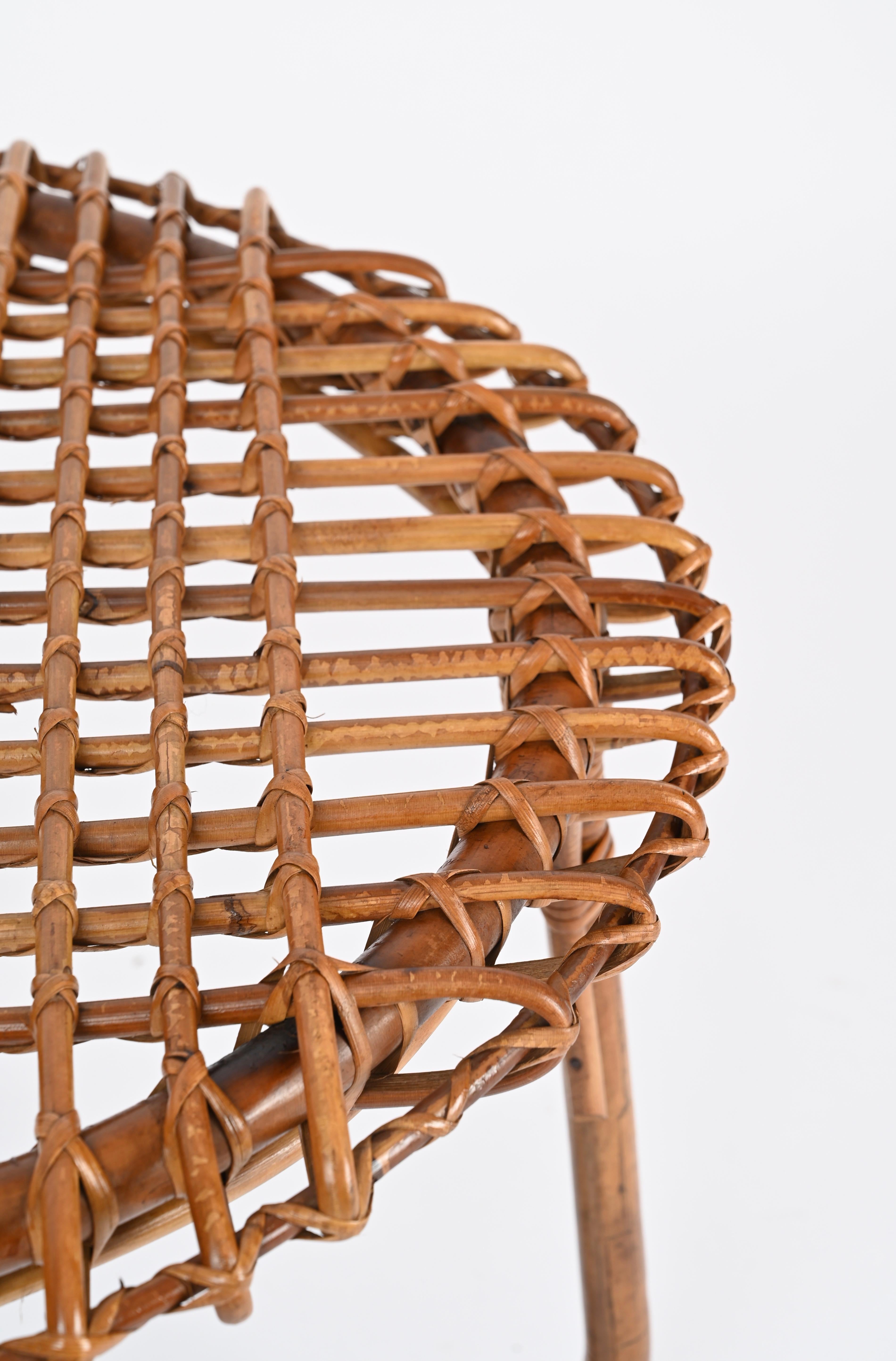 French Riviera Coffee Table by Tito Agnoli in Rattan and Bamboo, Italy 1960s 5