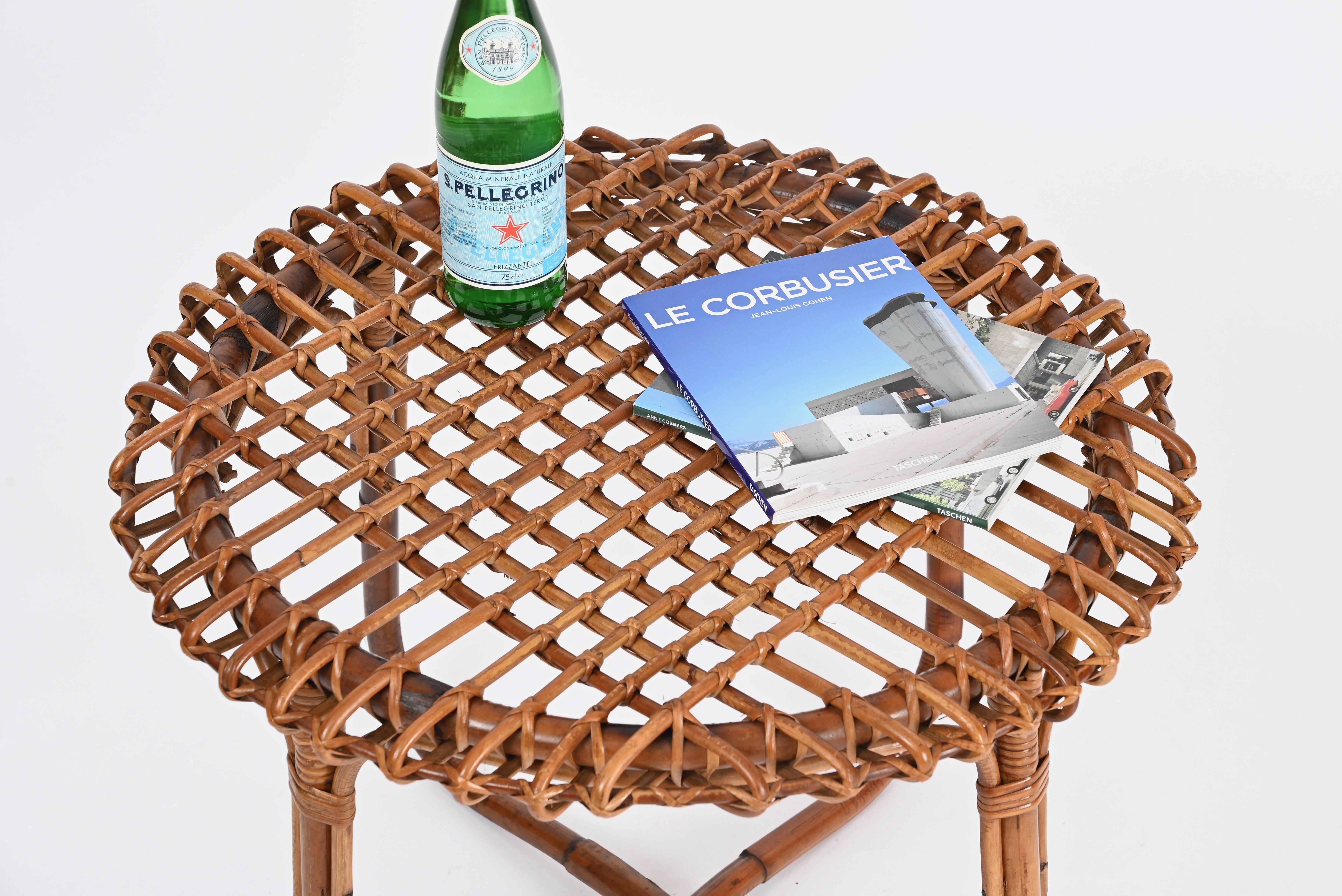 French Riviera Coffee Table by Tito Agnoli in Rattan and Bamboo, Italy 1960s 6