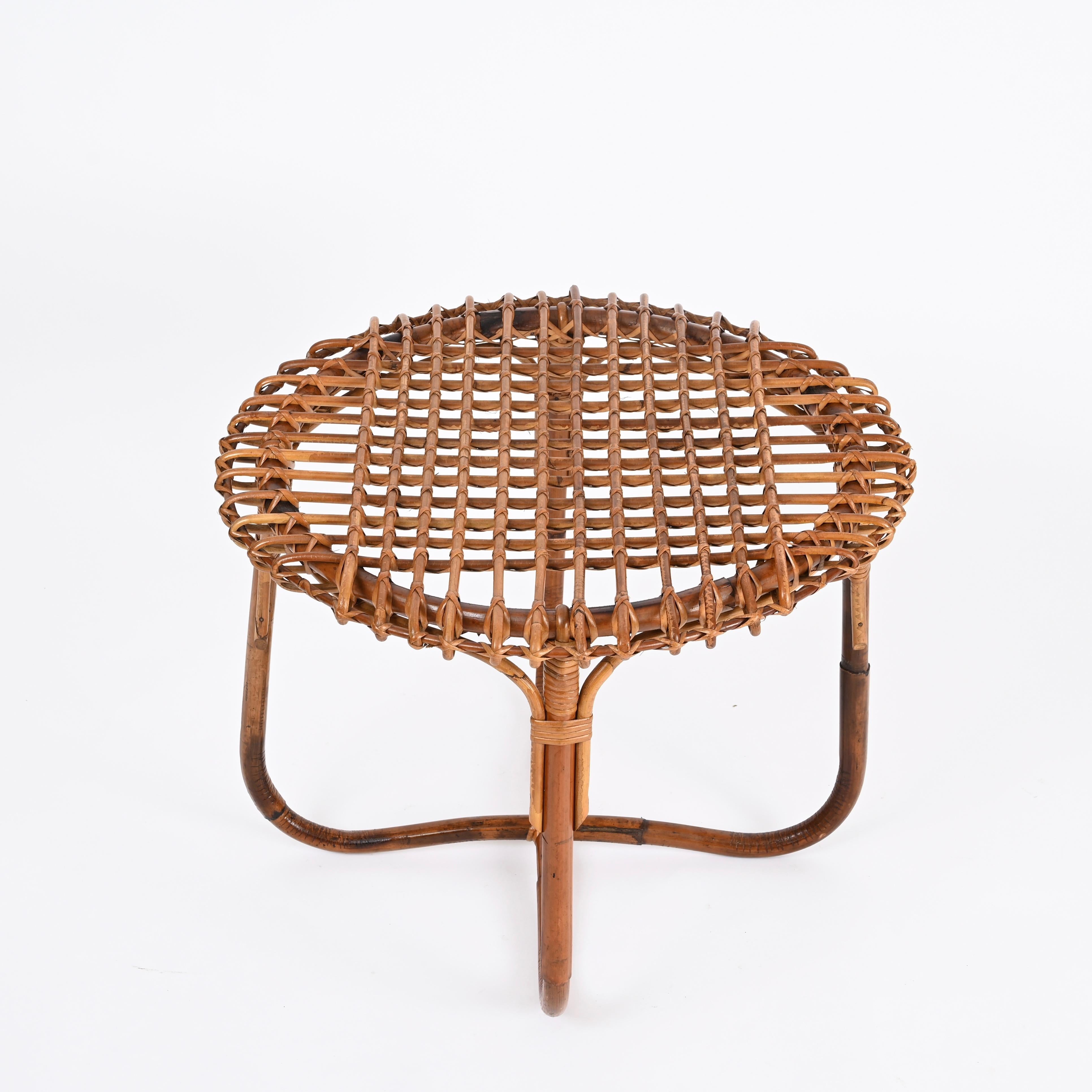 French Riviera Coffee Table by Tito Agnoli in Rattan and Bamboo, Italy 1960s In Good Condition In Roma, IT