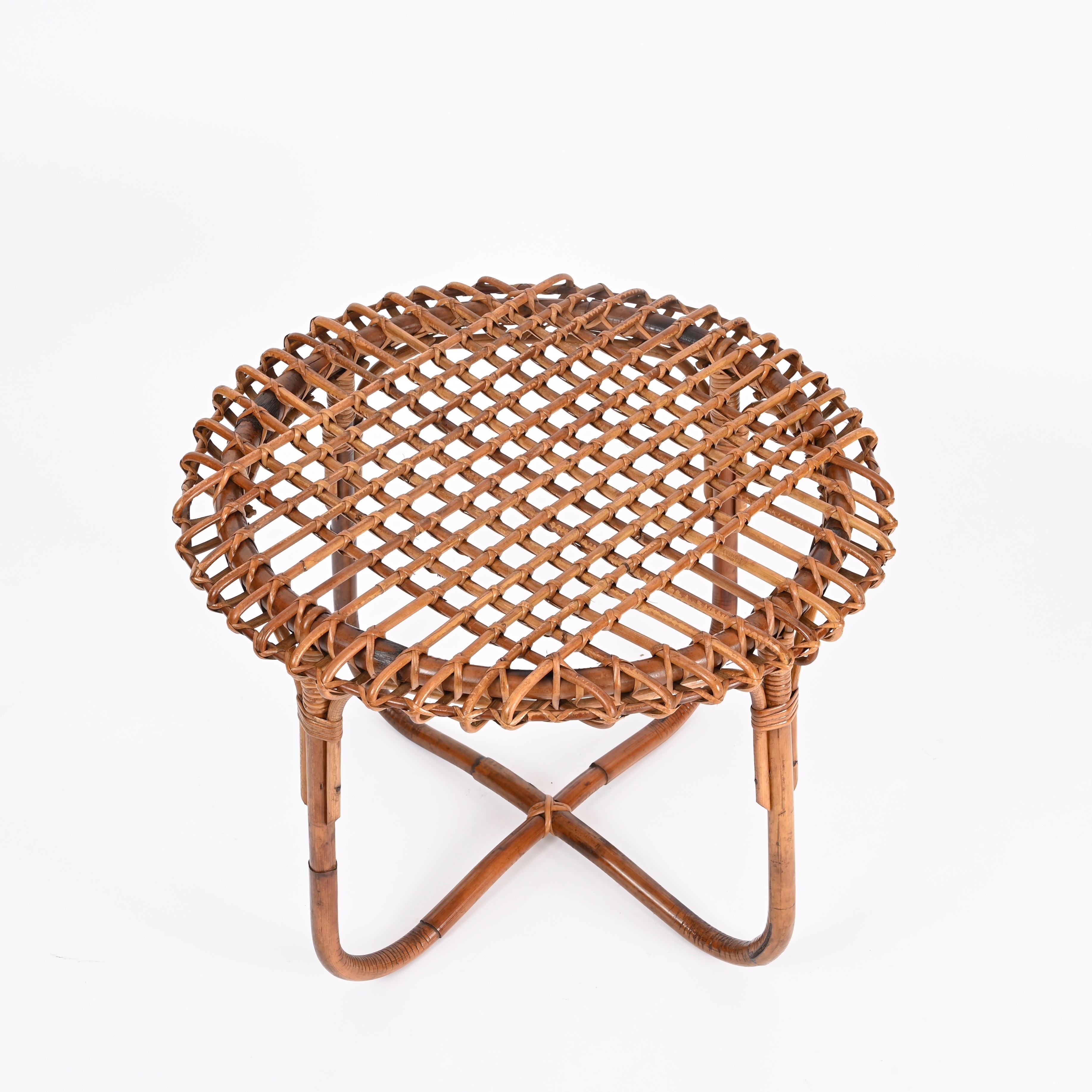 French Riviera Coffee Table by Tito Agnoli in Rattan and Bamboo, Italy 1960s 2