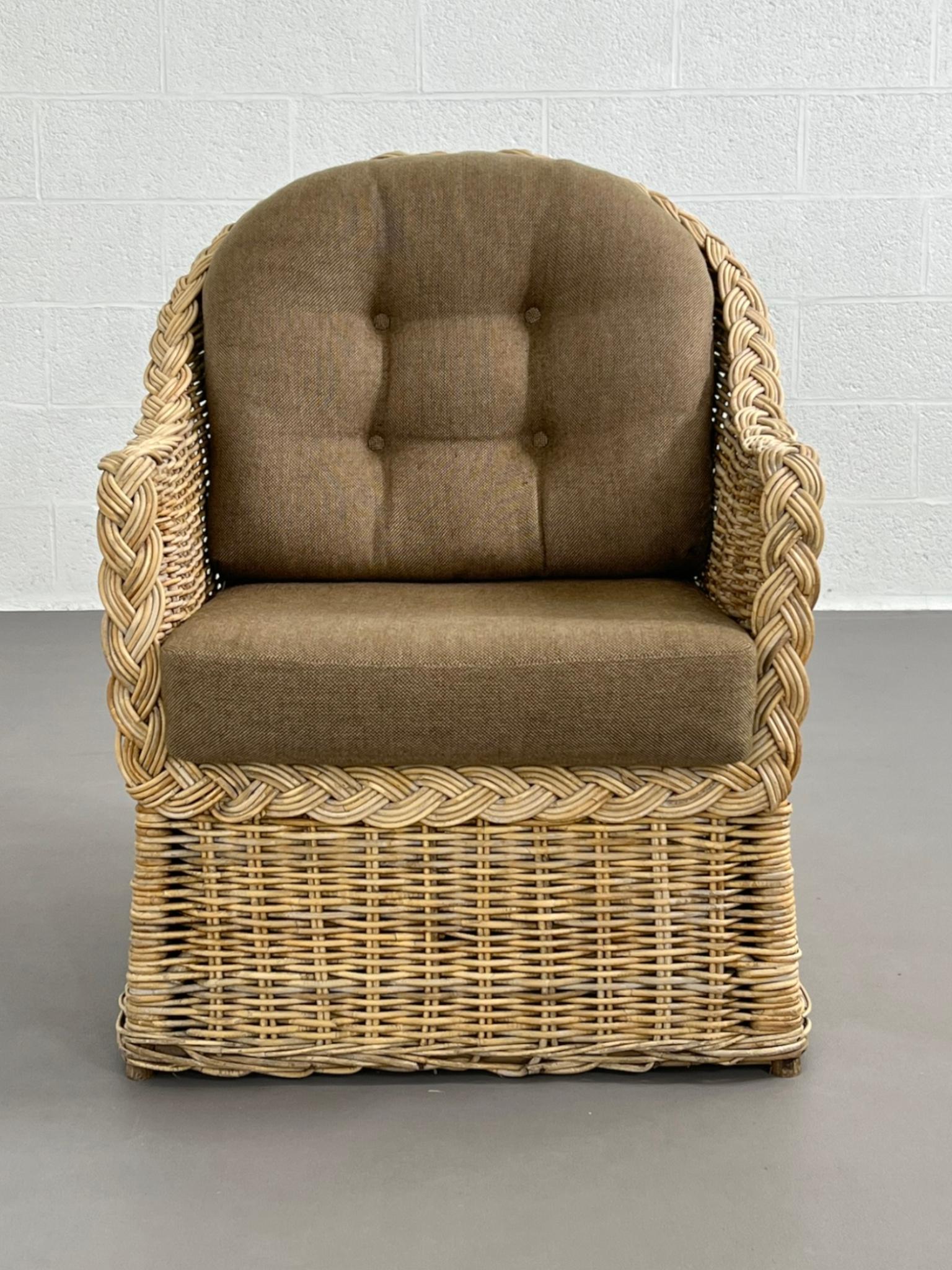 Art déco Chaise en rotin et osier tressé French Riviera Design en vente