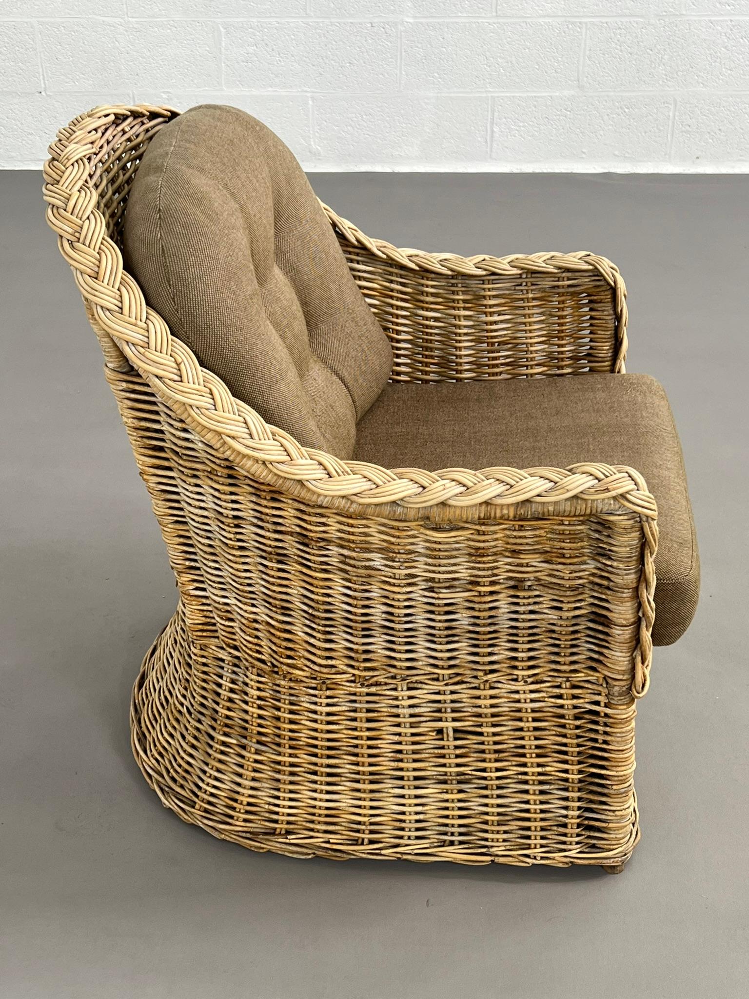 Français Chaise en rotin et osier tressé French Riviera Design en vente