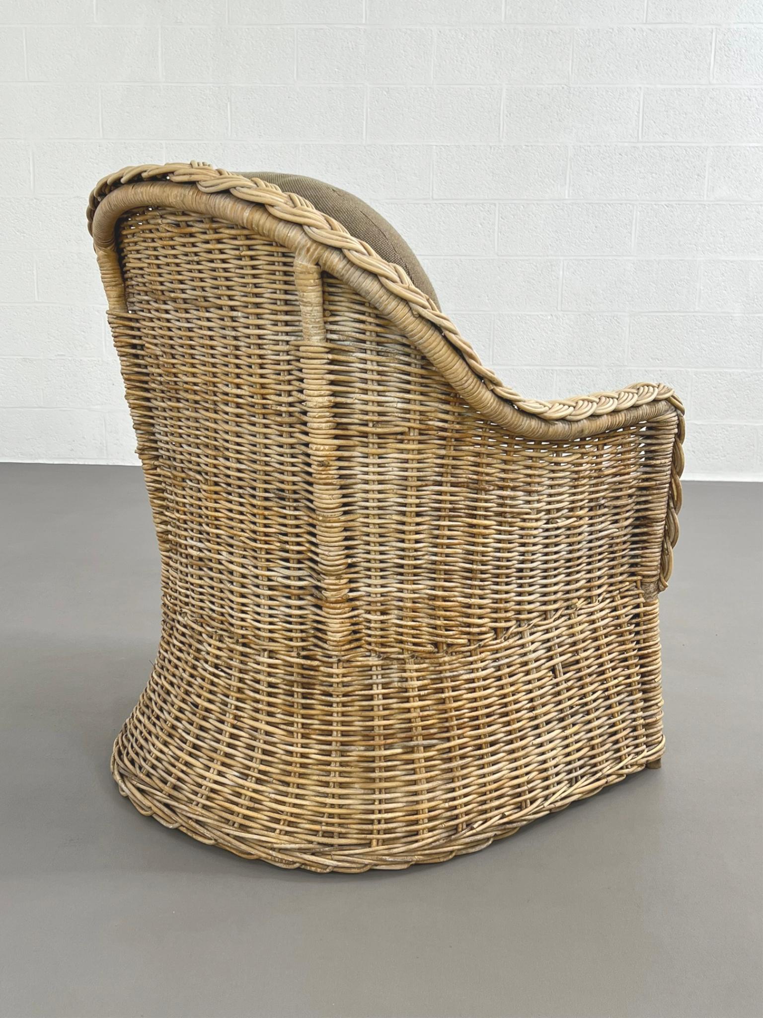 Chaise en rotin et osier tressé French Riviera Design Bon état - En vente à Tourcoing, FR