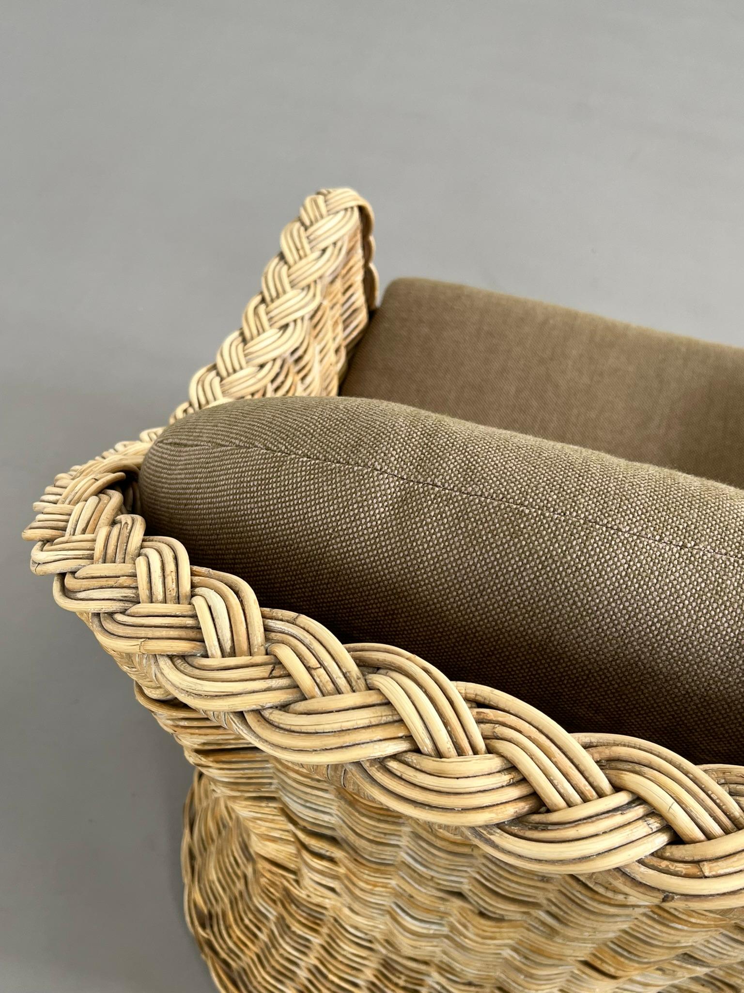 Osier Chaise en rotin et osier tressé French Riviera Design en vente