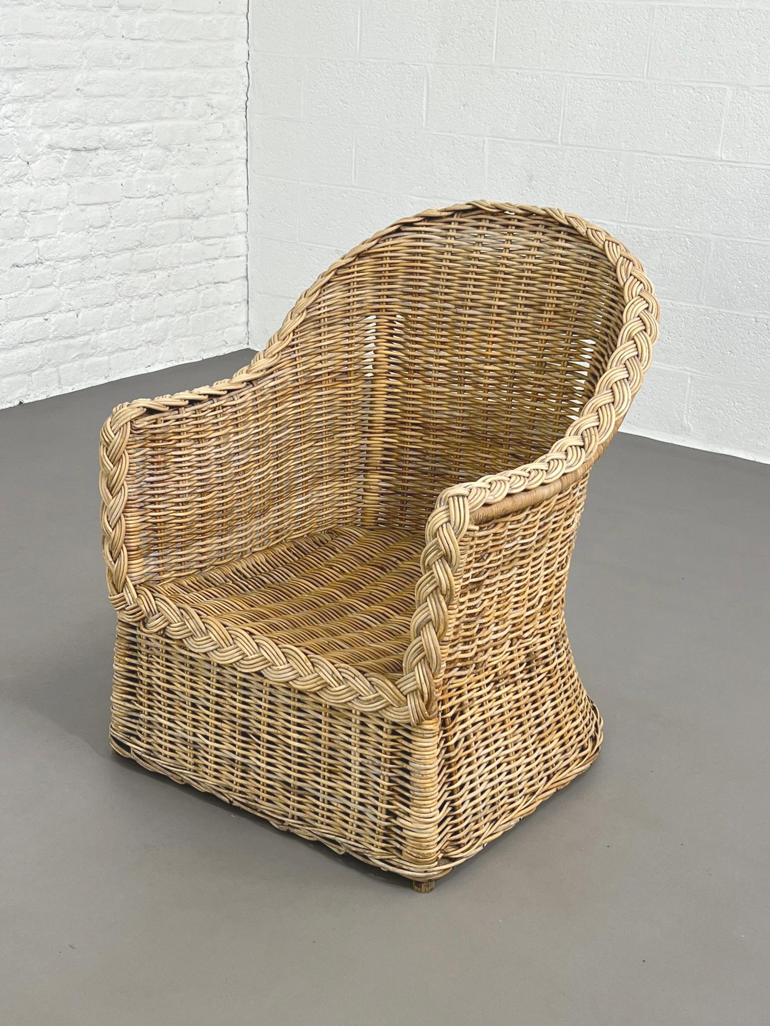 Chaise en rotin et osier tressé French Riviera Design en vente 1