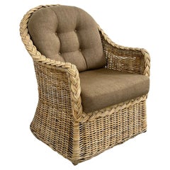 French Riviera Design Rattan and Braided Wicker Chair
