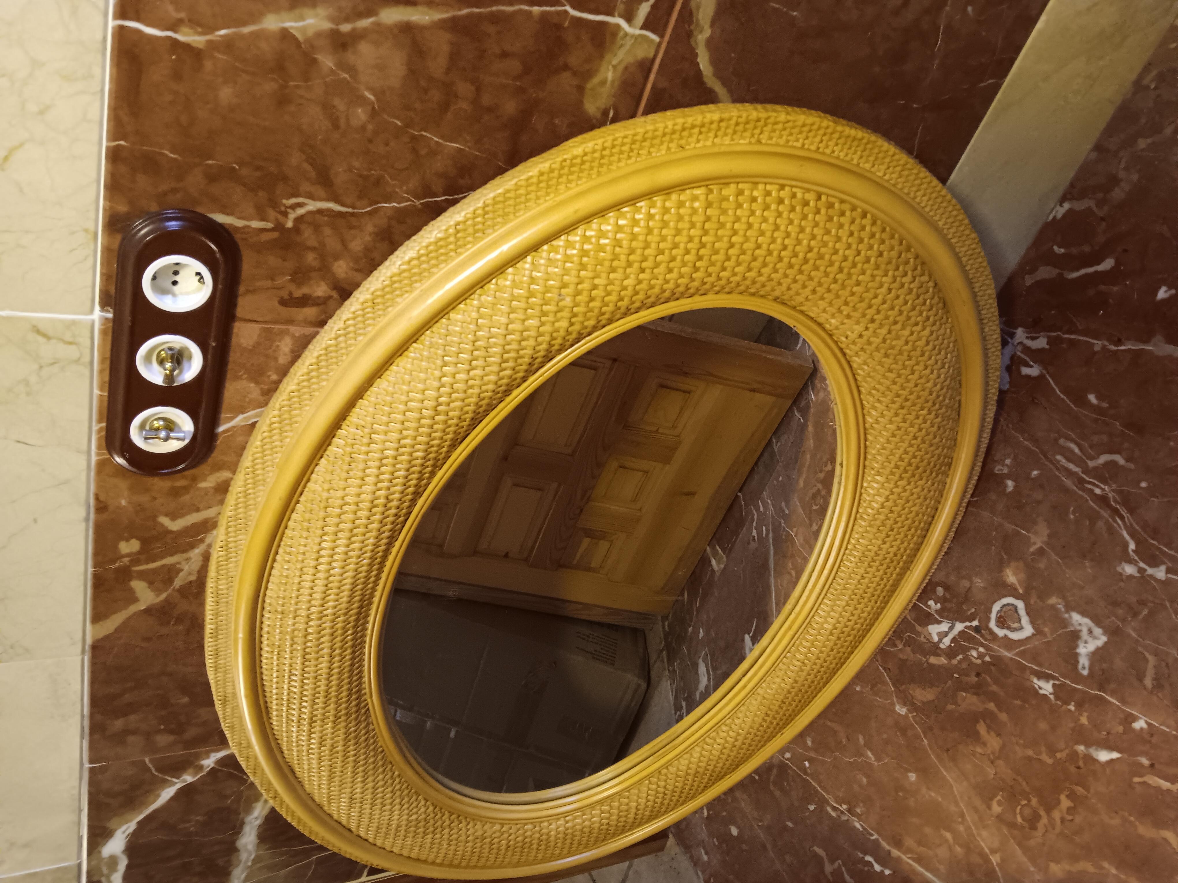La Côte d'Azur française extra-large rotin naturel, moderne du milieu du siècle 120-90 cm en vente 9