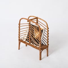 French Riviera Magazine Rack in Bamboo, Rattan and Wicker, Italy 1960s