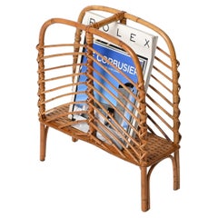 French Riviera  Magazine Rack in Bamboo, Rattan and Wicker, Italy 1960s