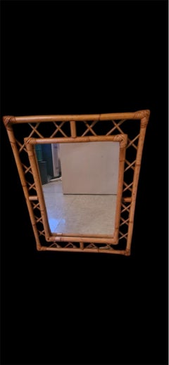 French Riviera mirror Bamboo with Rattan  original, 1960s