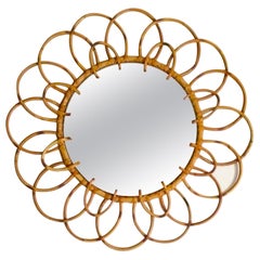 French Riviera mirror Bamboo with Rattan original , 1960s