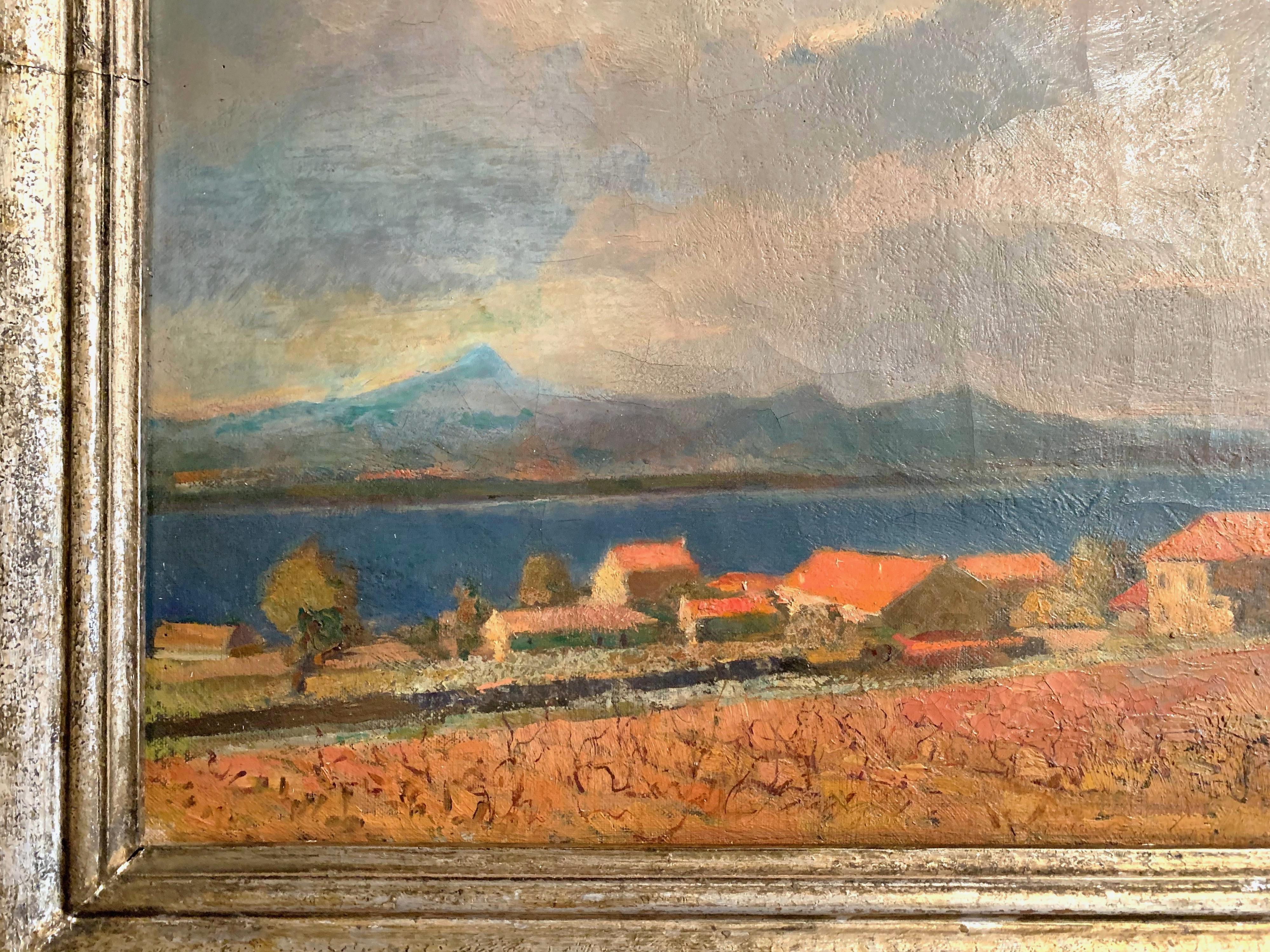 20th Century French Riviera Oil on Canvas Painting Signed G. Van Puyenbroeck, Dated 1932 For Sale