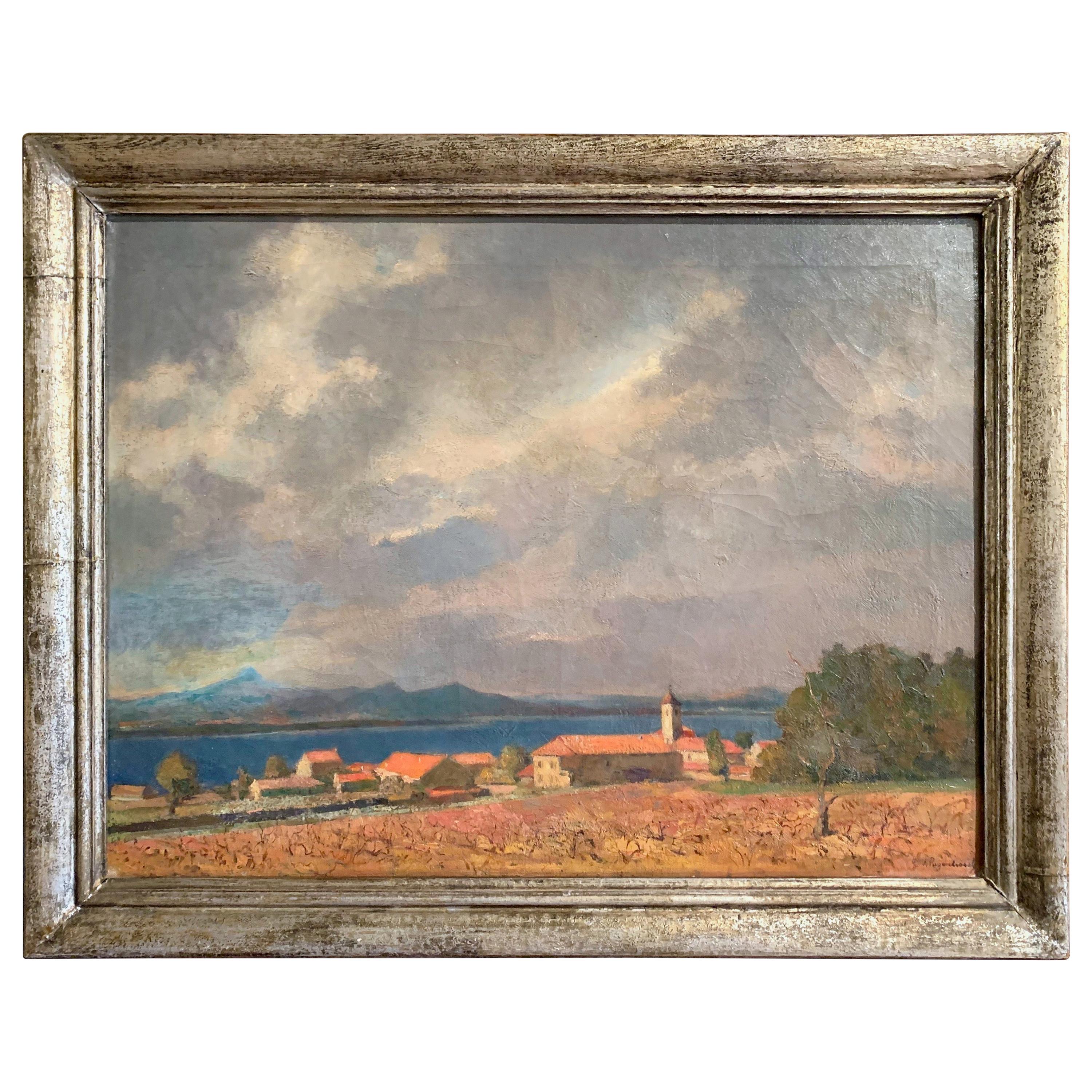 French Riviera Oil on Canvas Painting Signed G. Van Puyenbroeck, Dated 1932 For Sale