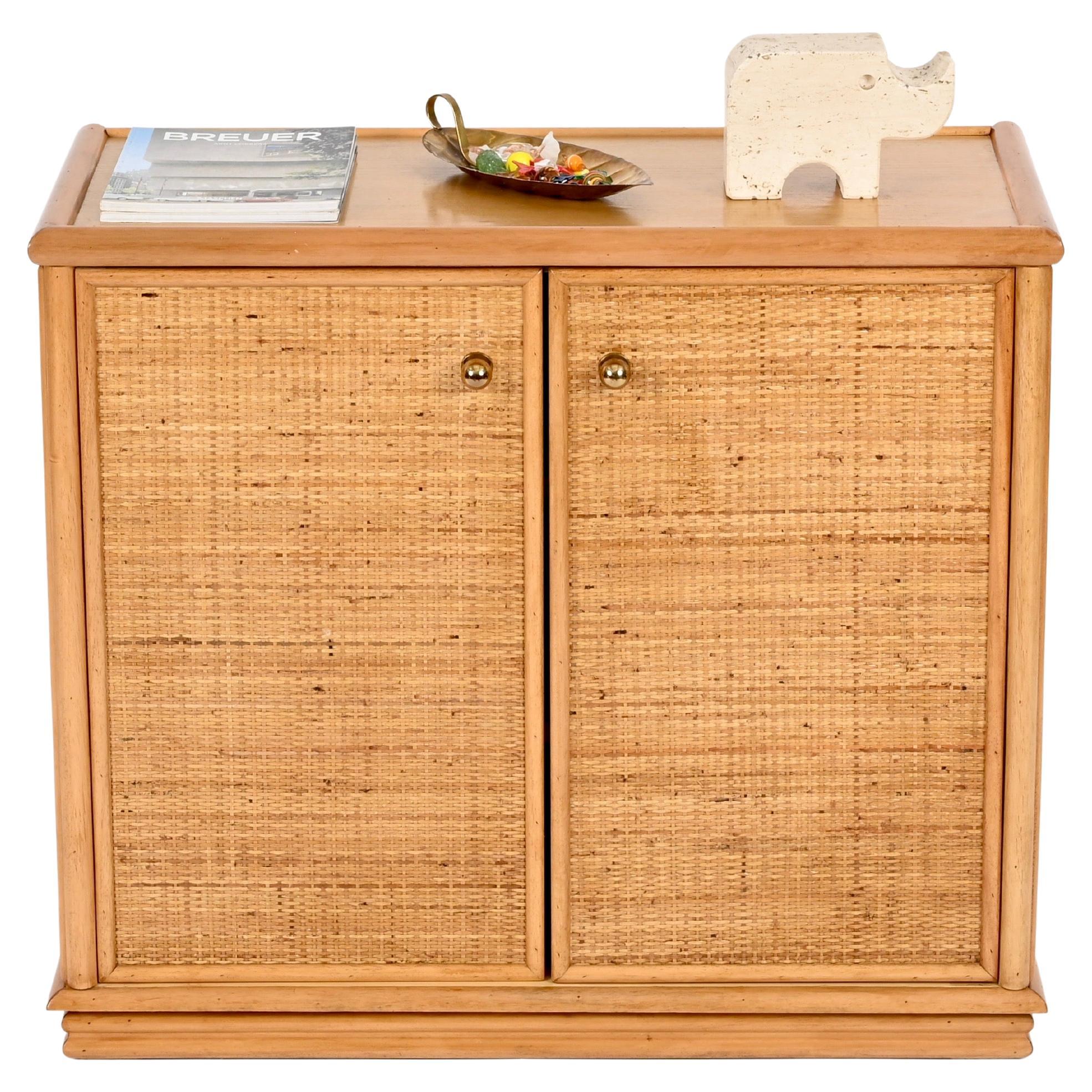 Mobile organico French Riviera in rattan, bambù e ottone, Italia, anni 
70