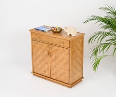 Mobile organico French Riviera in rattan intrecciato e bambù, Italia, anni '70