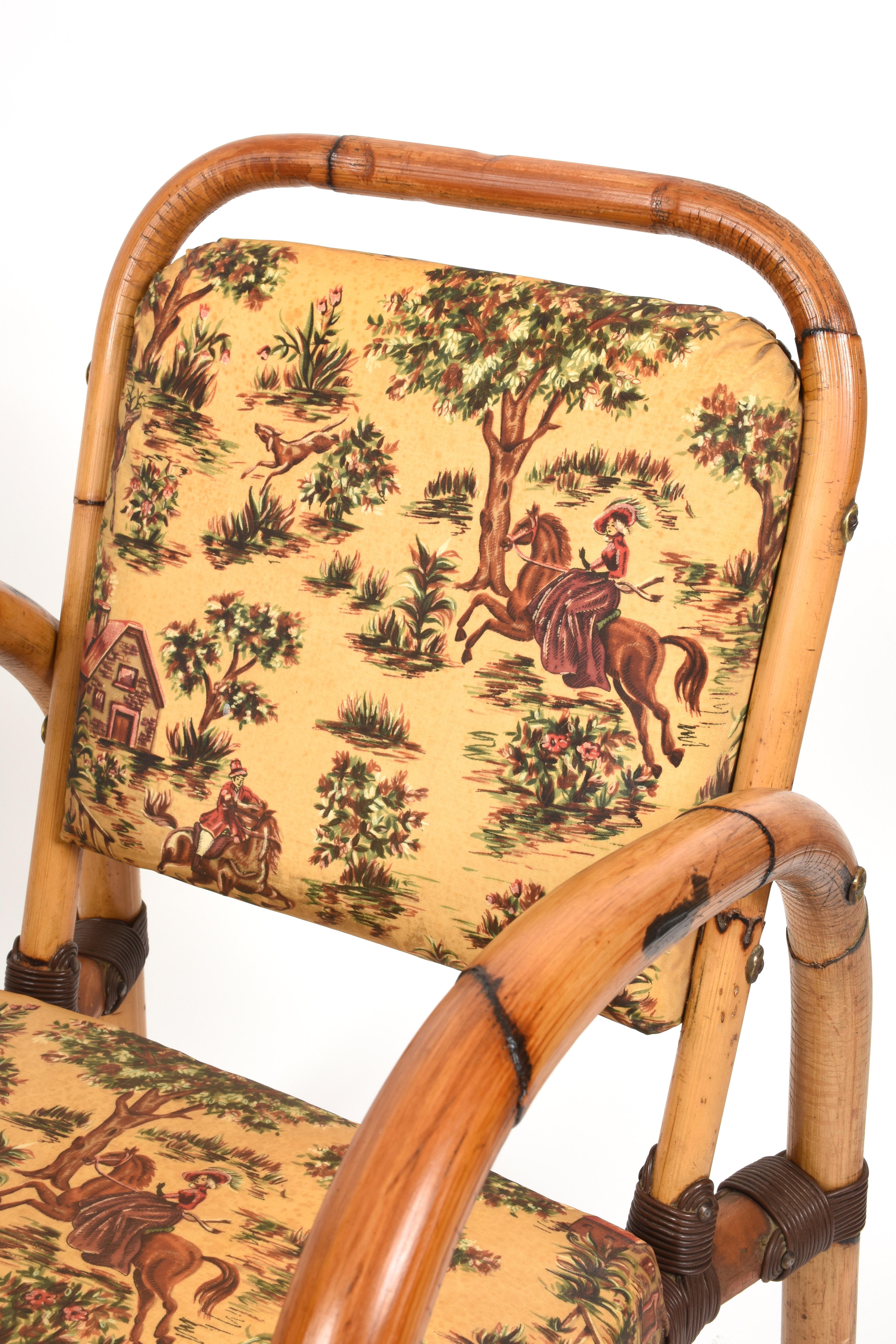 French Riviera Pair of Bamboo Armchairs by Dal Vera, Italy 1950s 2
