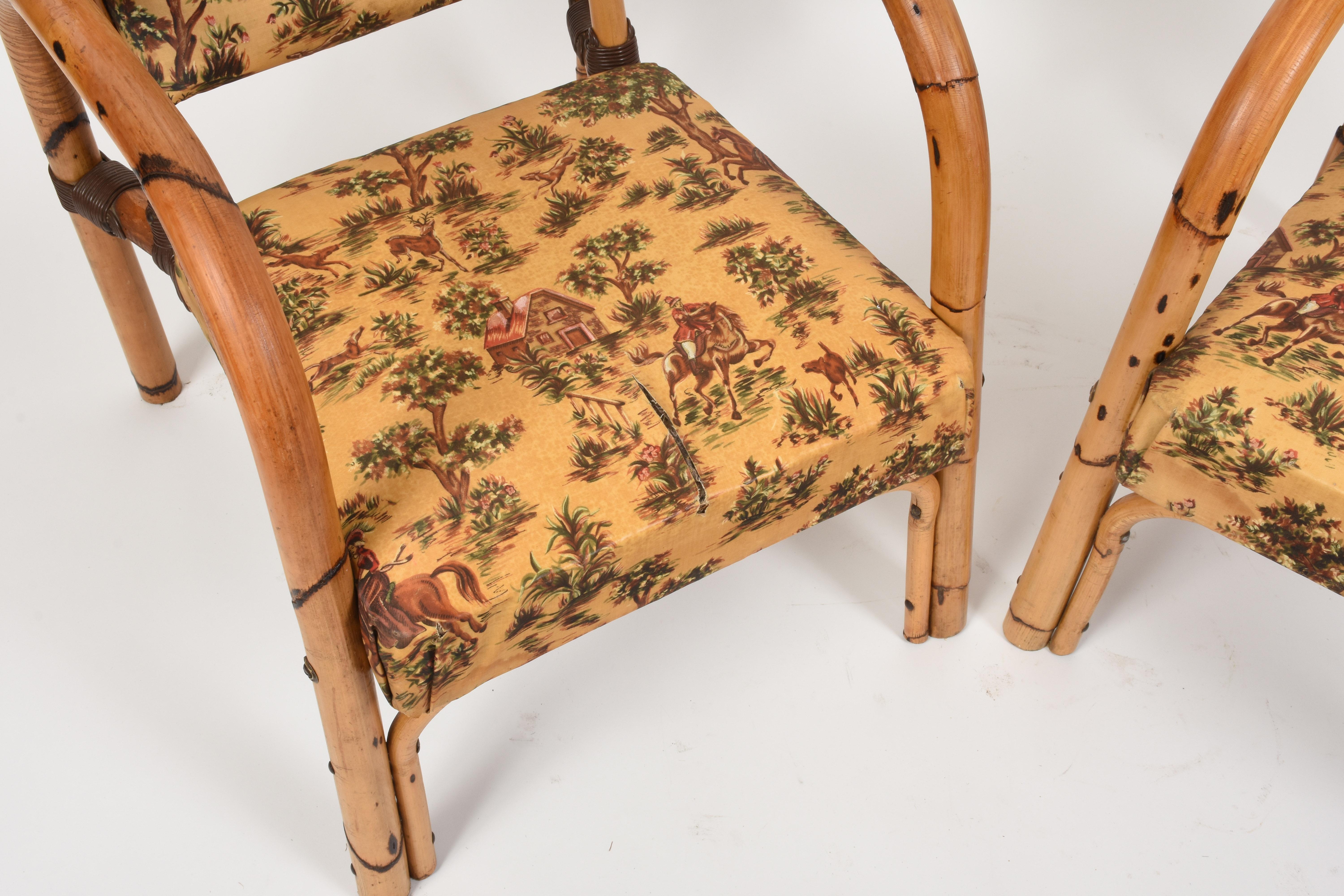 French Riviera Pair of Bamboo Armchairs by Dal Vera, Italy 1950s 4
