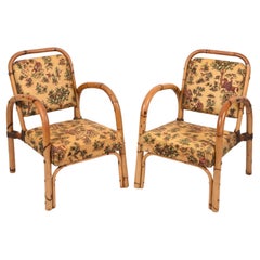 French Riviera Pair of Bamboo Armchairs by Dal Vera, Italy 1950s