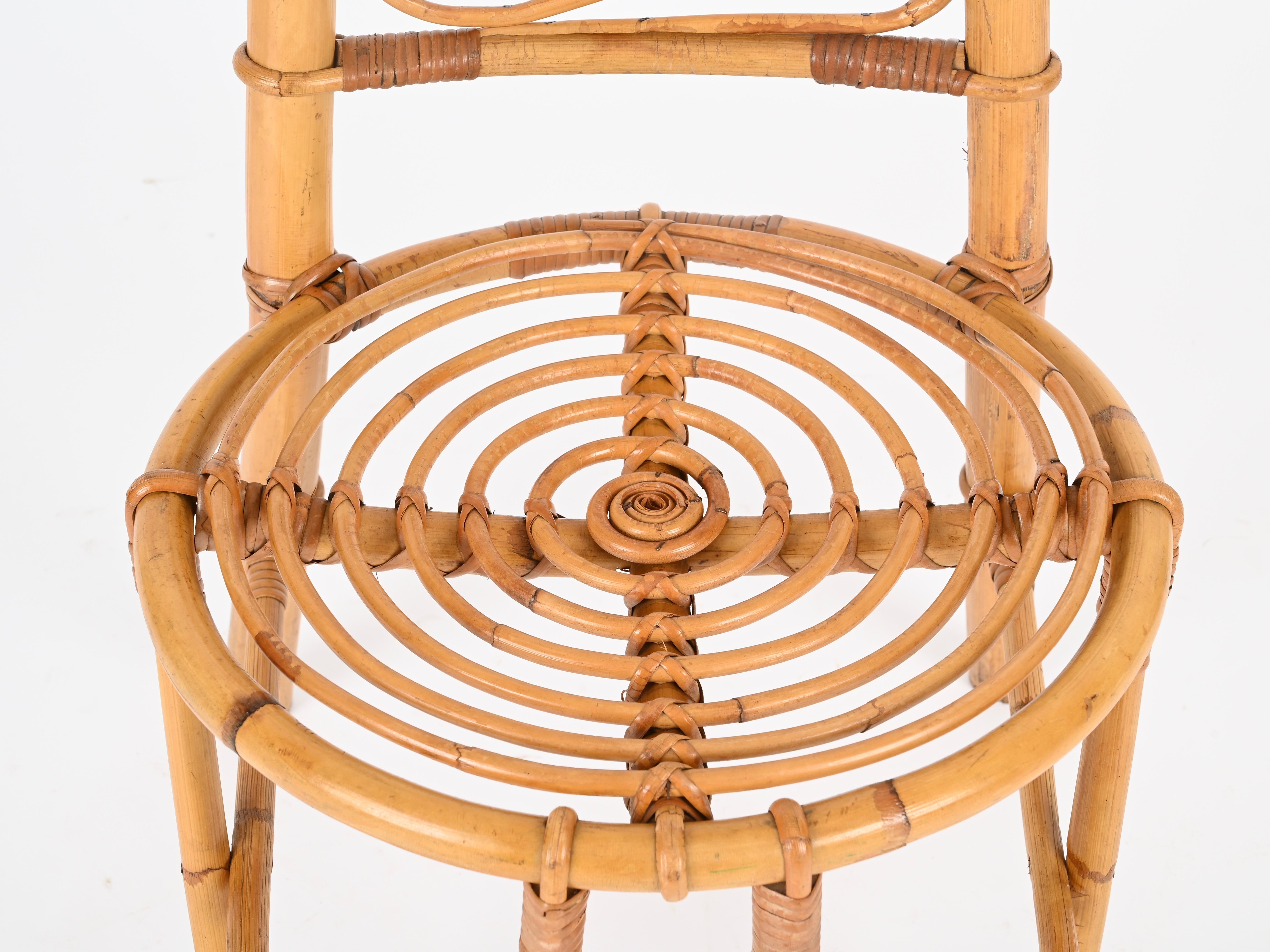 Paire de chaises à dossier haut en rotin et osier de la Côte d'Azur, Bonacina, Italie, 1960 en vente 4