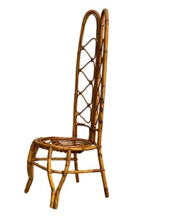 French Riviera Rattan and Bamboo Chair, France, 1960s