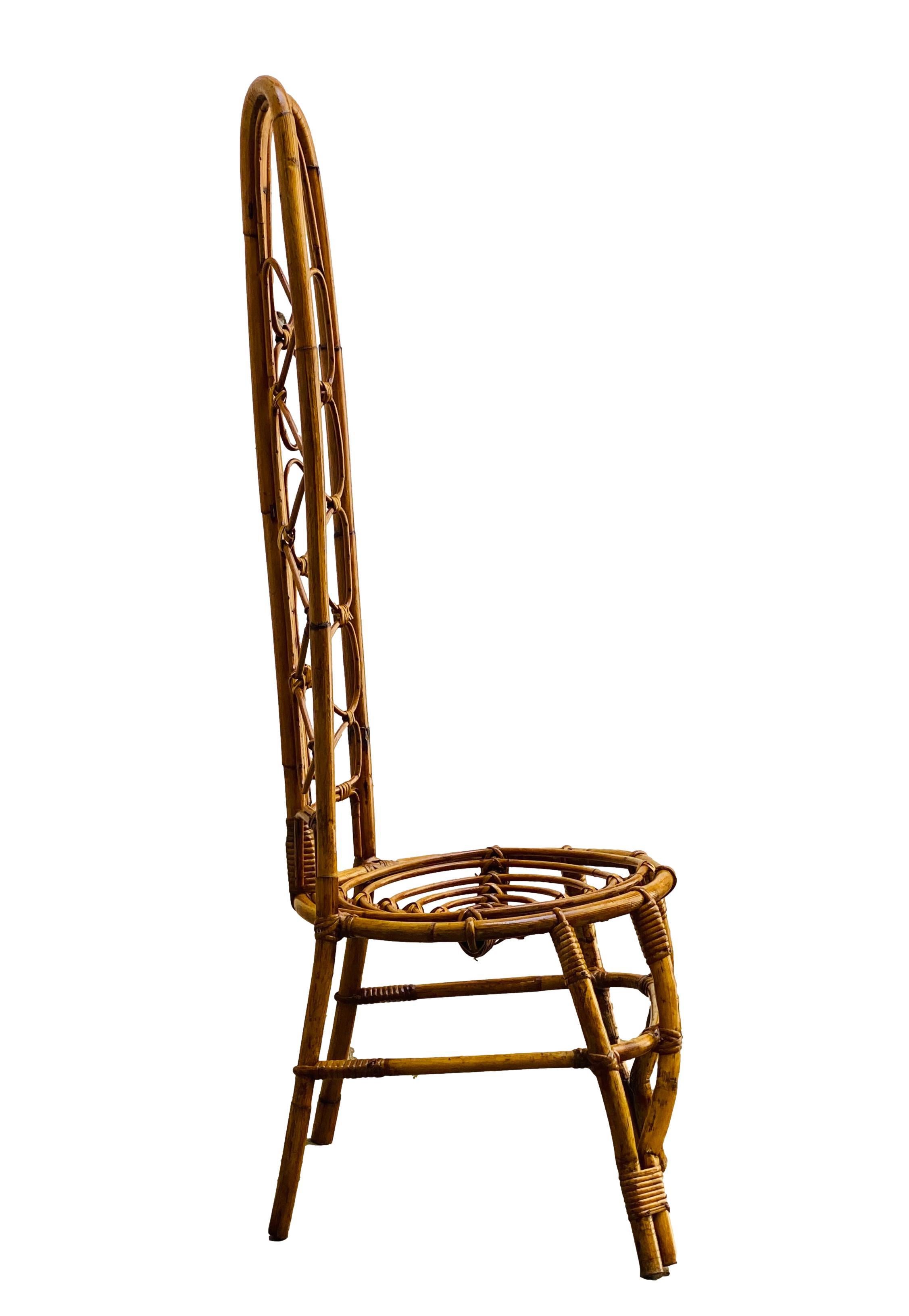 French Riviera Rattan and Bamboo Chair, France, 1960s In Good Condition For Sale In Naples, IT