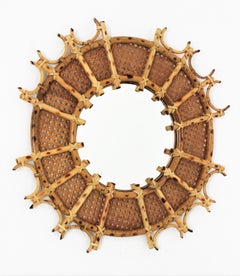 French Riviera Rattan Wicker Sunburst Mirror