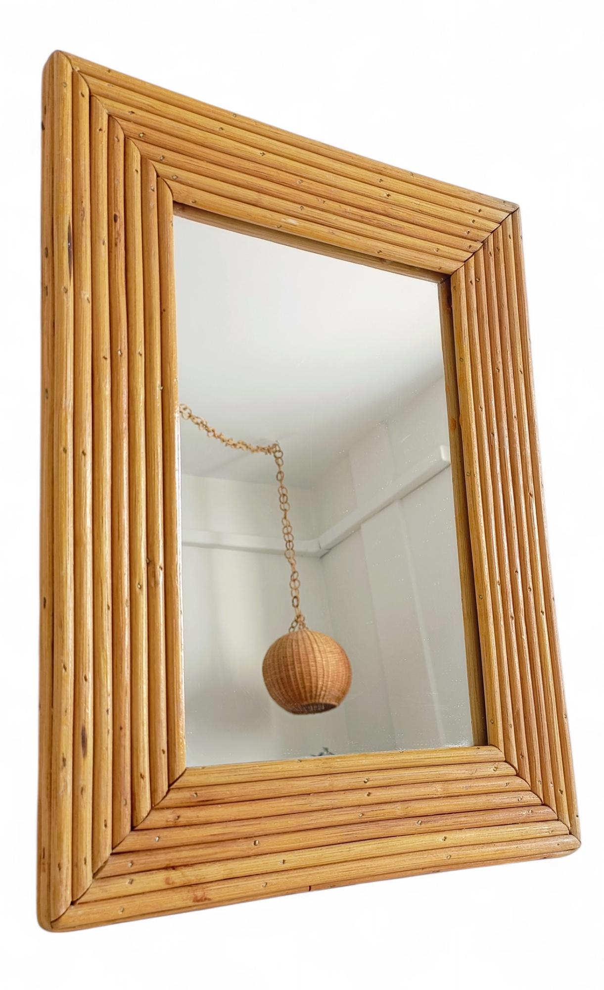 Miroir en rotin de la Côte d'Azur dans le style de Vivai del Sud, France, années 1960 en vente 2
