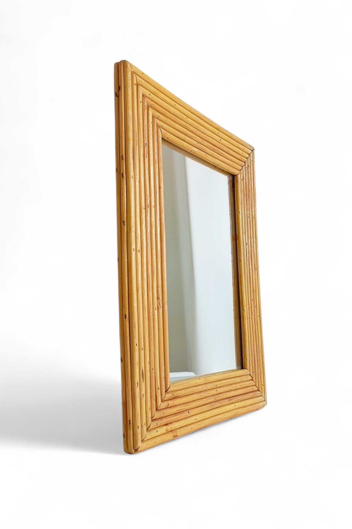 Miroir en rotin de la Côte d'Azur dans le style de Vivai del Sud, France, années 1960 en vente 3