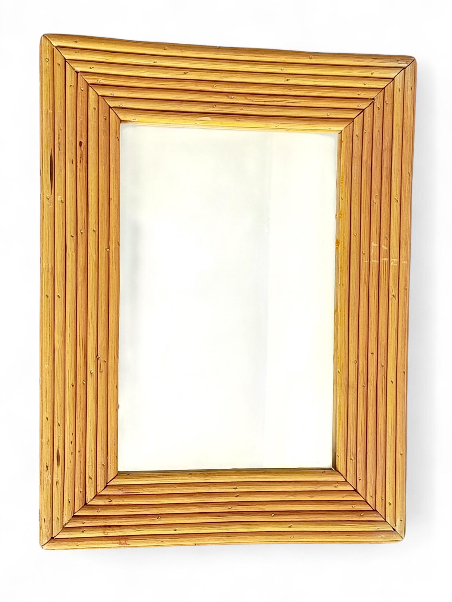 Mid-Century Modern Miroir en rotin de la Côte d'Azur dans le style de Vivai del Sud, France, années 1960 en vente