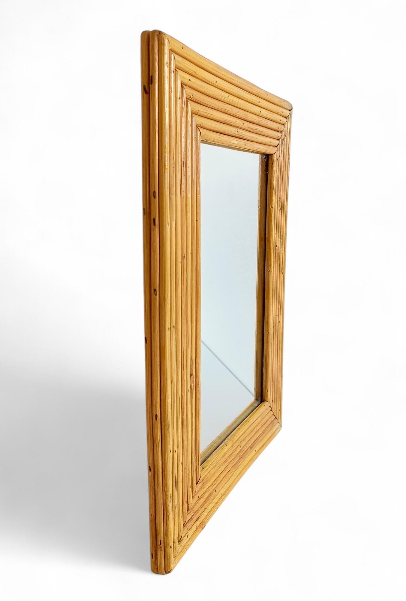 Français Miroir en rotin de la Côte d'Azur dans le style de Vivai del Sud, France, années 1960 en vente