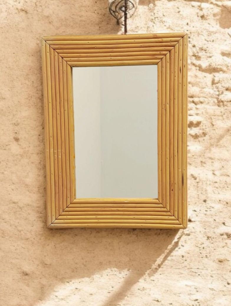 Fait main Miroir en rotin de la Côte d'Azur dans le style de Vivai del Sud, France, années 1960 en vente